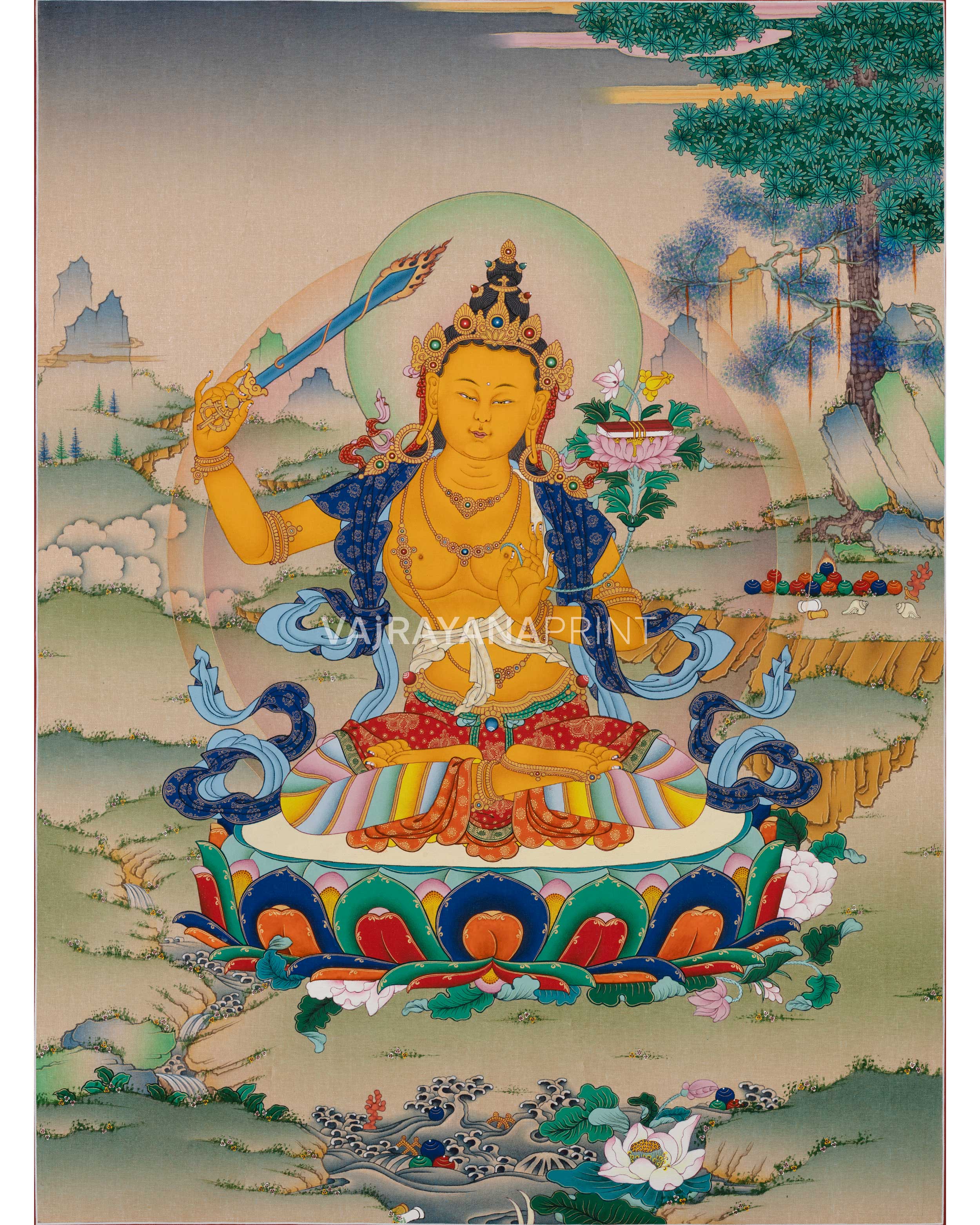 Manjushri Thangka Print