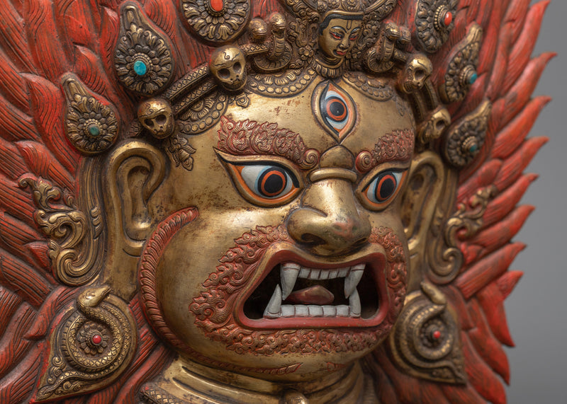 Repousse Mask of Bhairava | Traditional Hindu Deity Wall Art