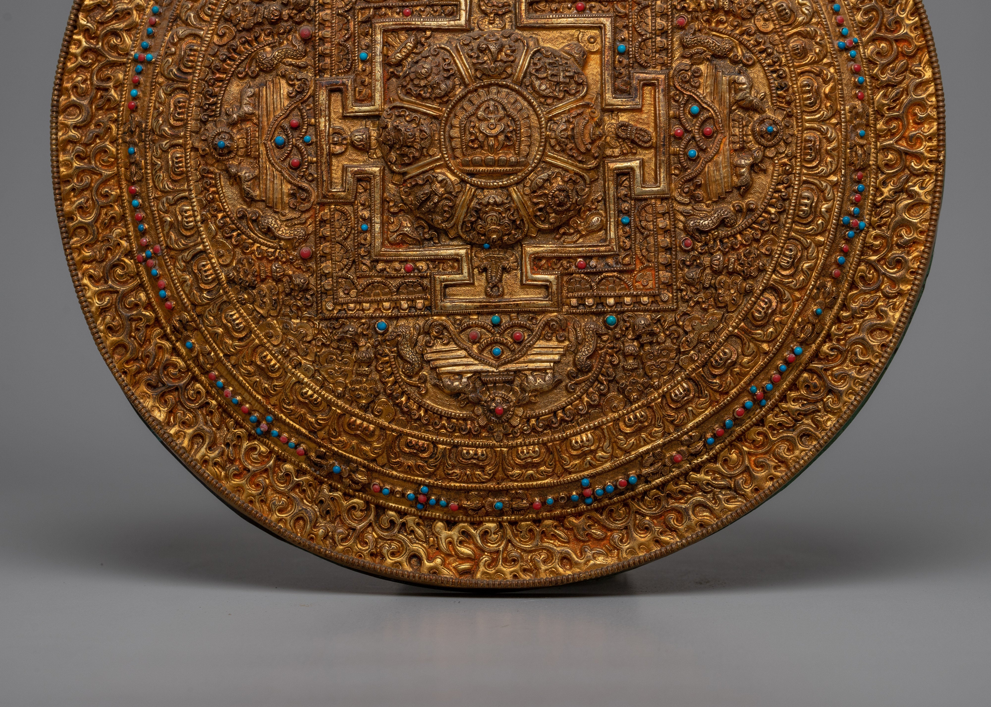 Round Copper Mandala Wall Decor | Zen Buddhist Symbol for Peaceful Home Decor