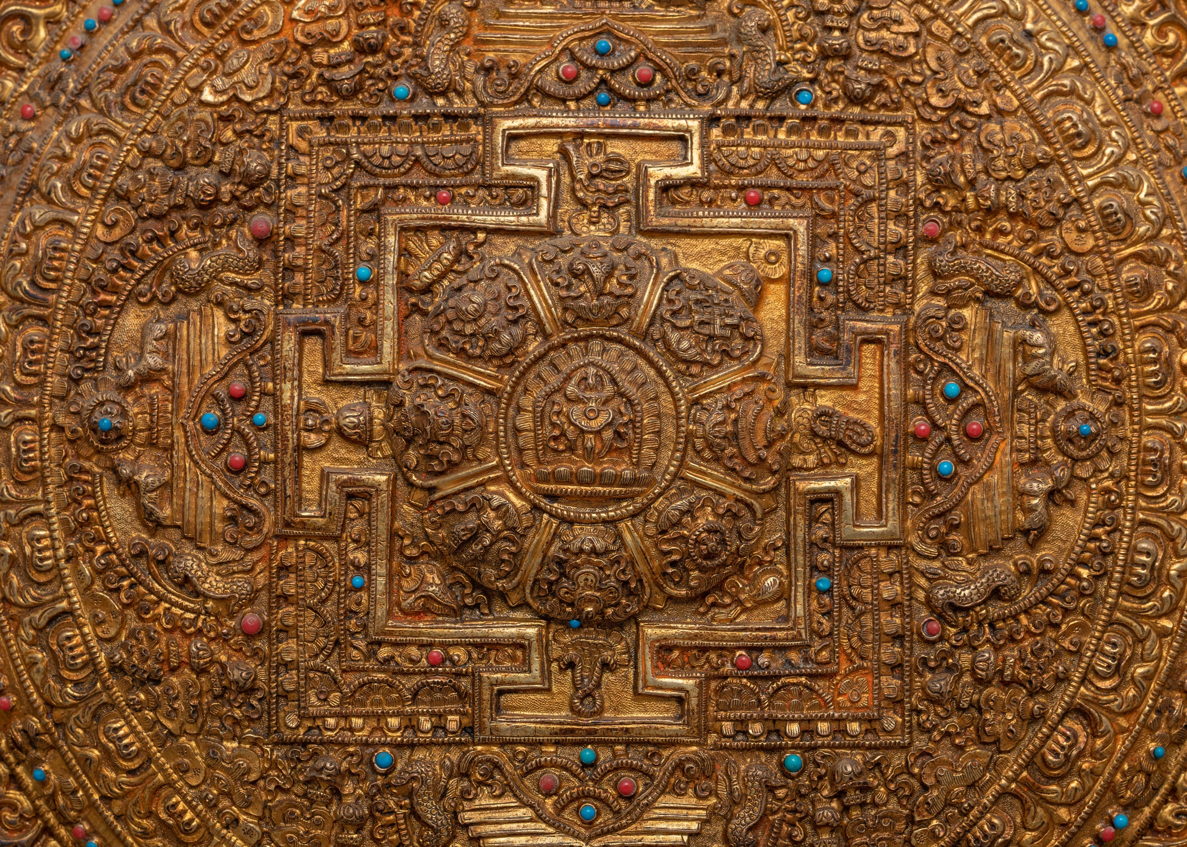 Round Copper Mandala Wall Decor | Zen Buddhist Symbol for Peaceful Home Decor