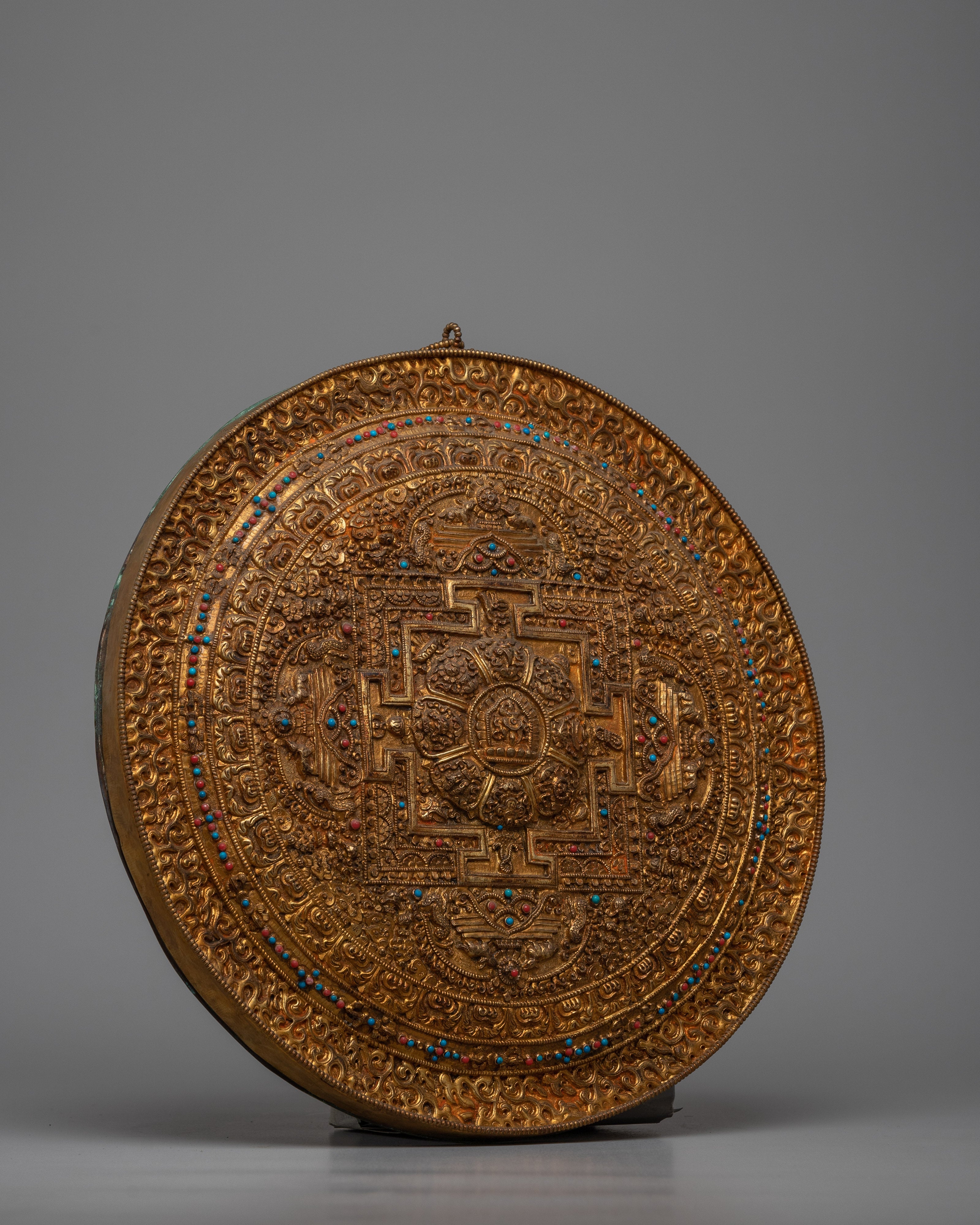 Round Copper Mandala Wall Decor | Zen Buddhist Symbol for Peaceful Home Decor