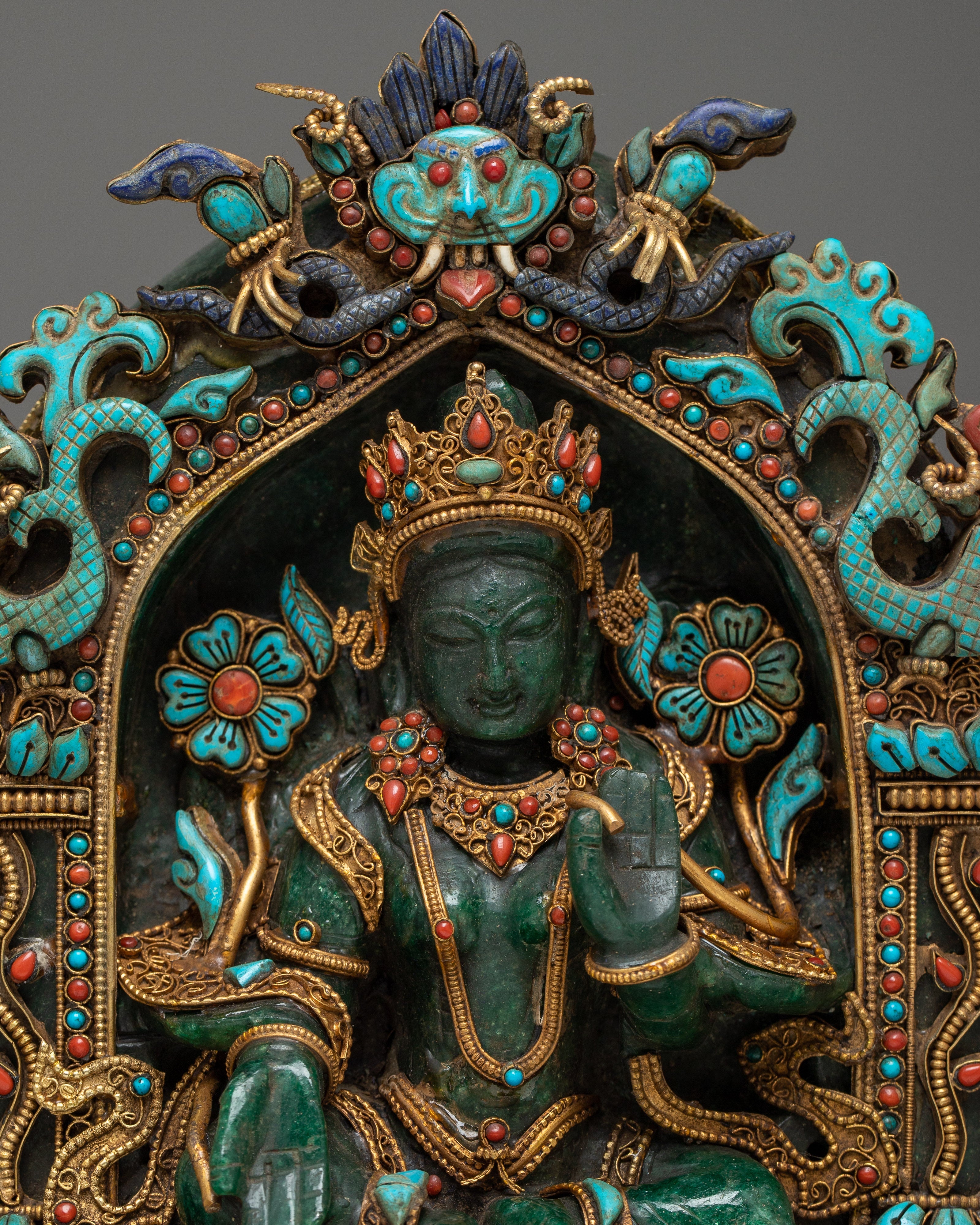 Aventurine Stone Green Tara Statue | Buddhist Grüne Tara Sculpture