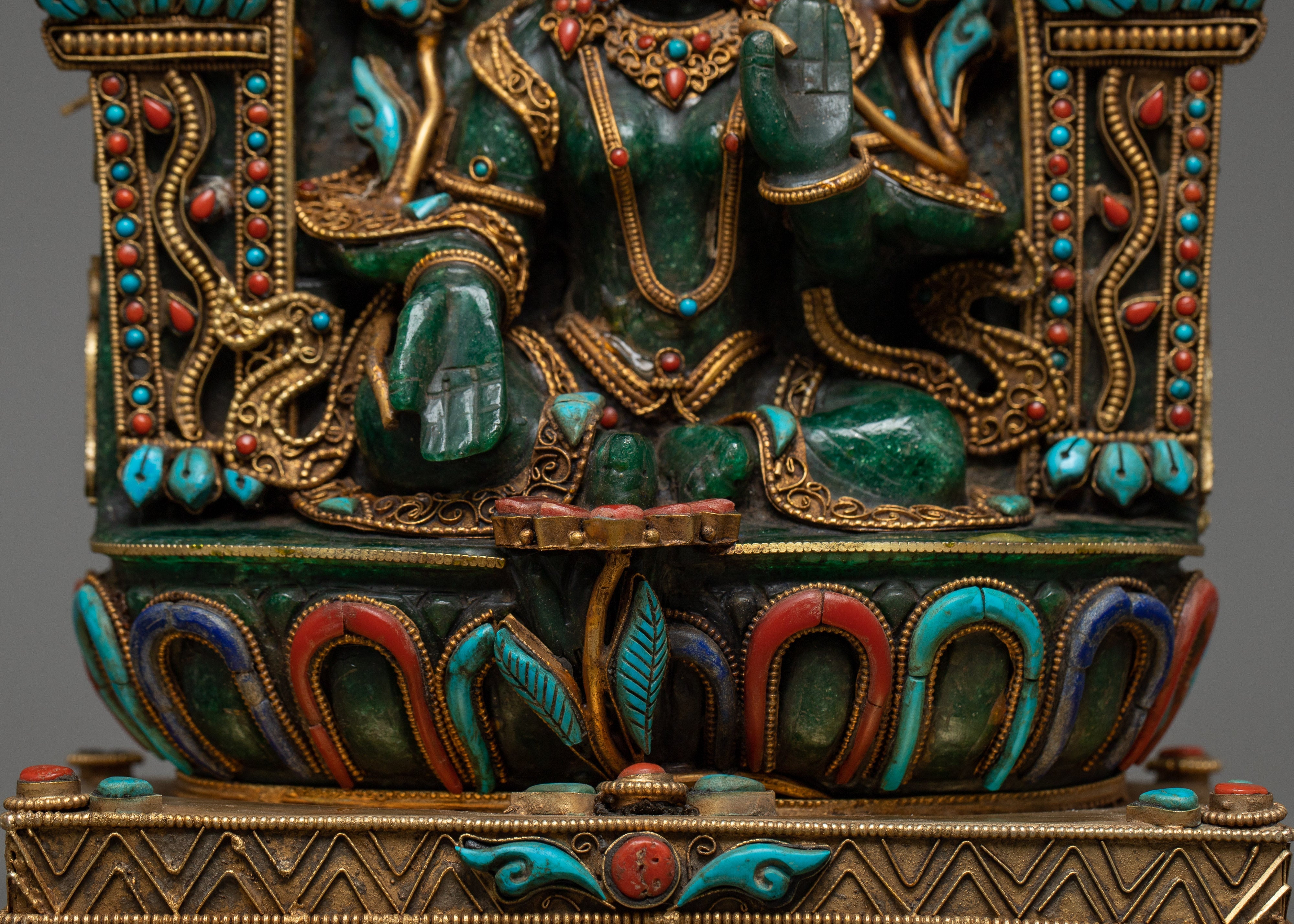 Aventurine Stone Green Tara Statue | Buddhist Grüne Tara Sculpture