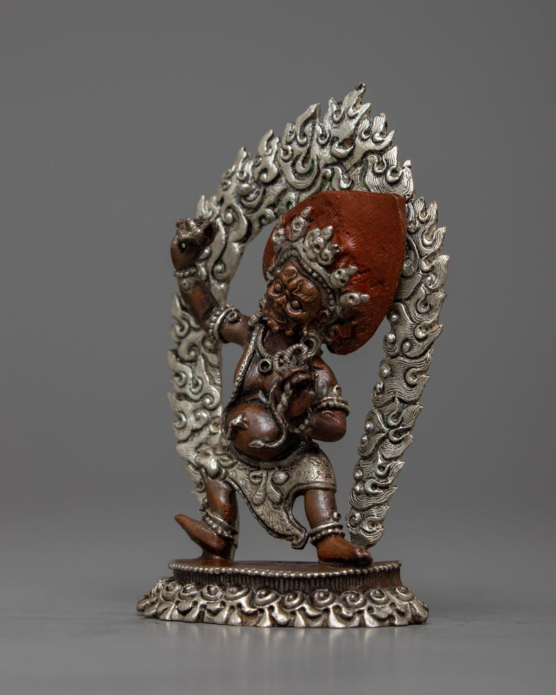Machine Made Silver Plated Vajrapani Statue |  Fierce and Protective Buddhist Symbol
