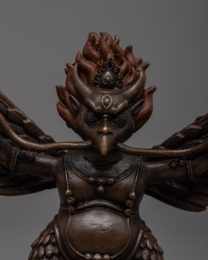 Oxidized Copper Garuda Statue | Deity of Strength and Vigilance