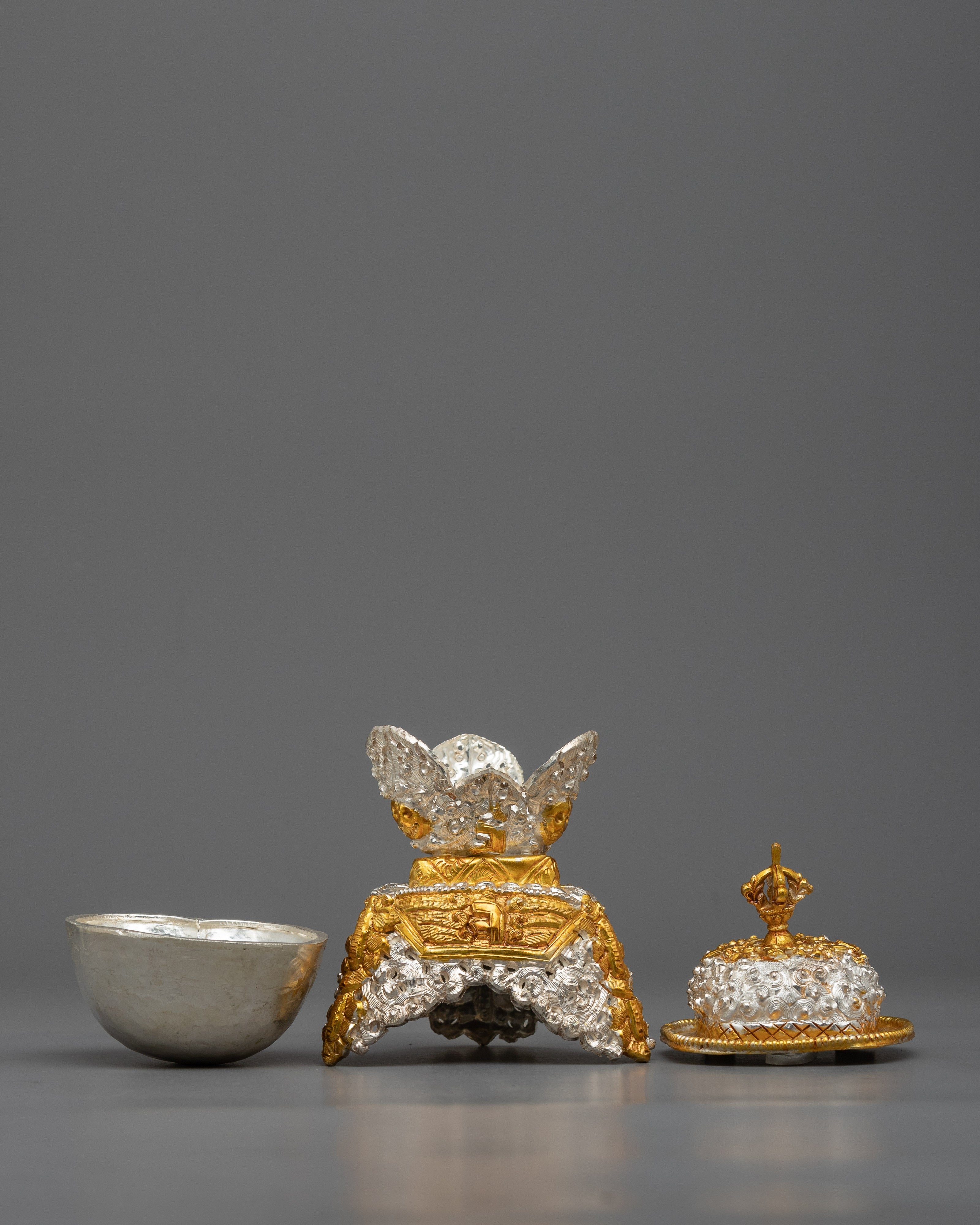 Copper Kapala Skull Cup Set | Essential Vessels for Tibetan Buddhist Altars