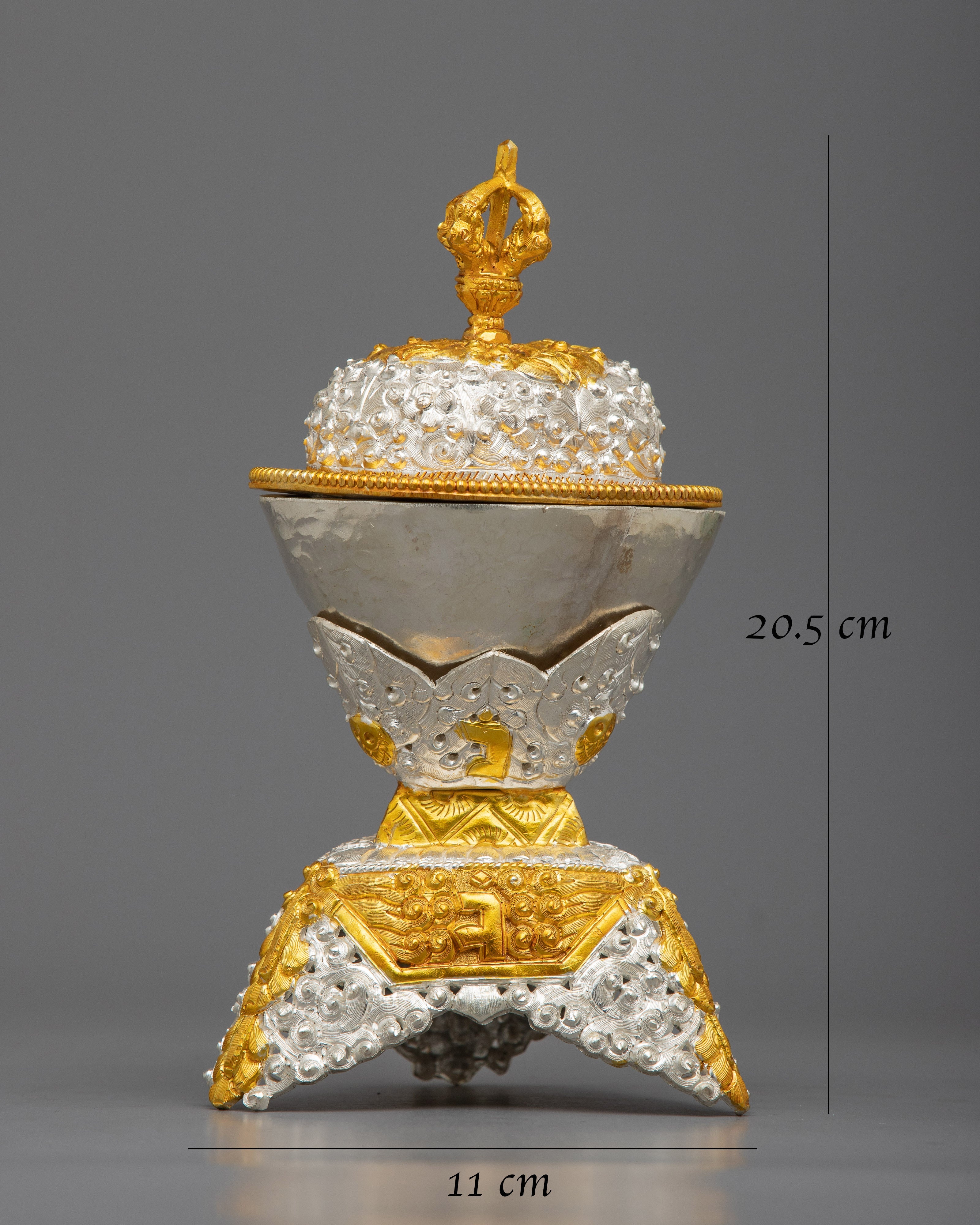 Silver Plated Kapala Set | Tibetan Buddhist Ritual Offering Cup