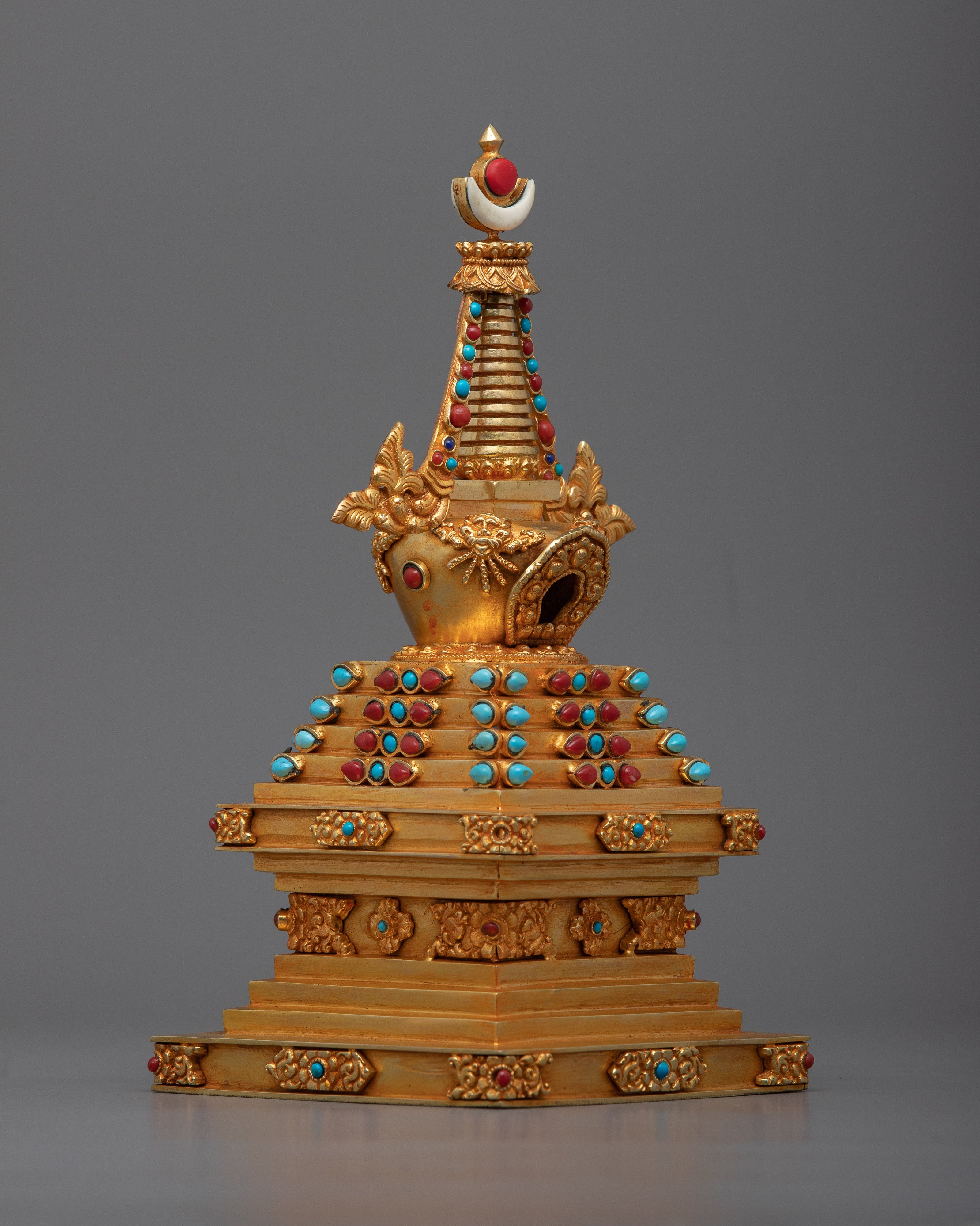 Beautiful 24k Gold Plated Stupa Statue | Serene and Tranquil Home Accent
