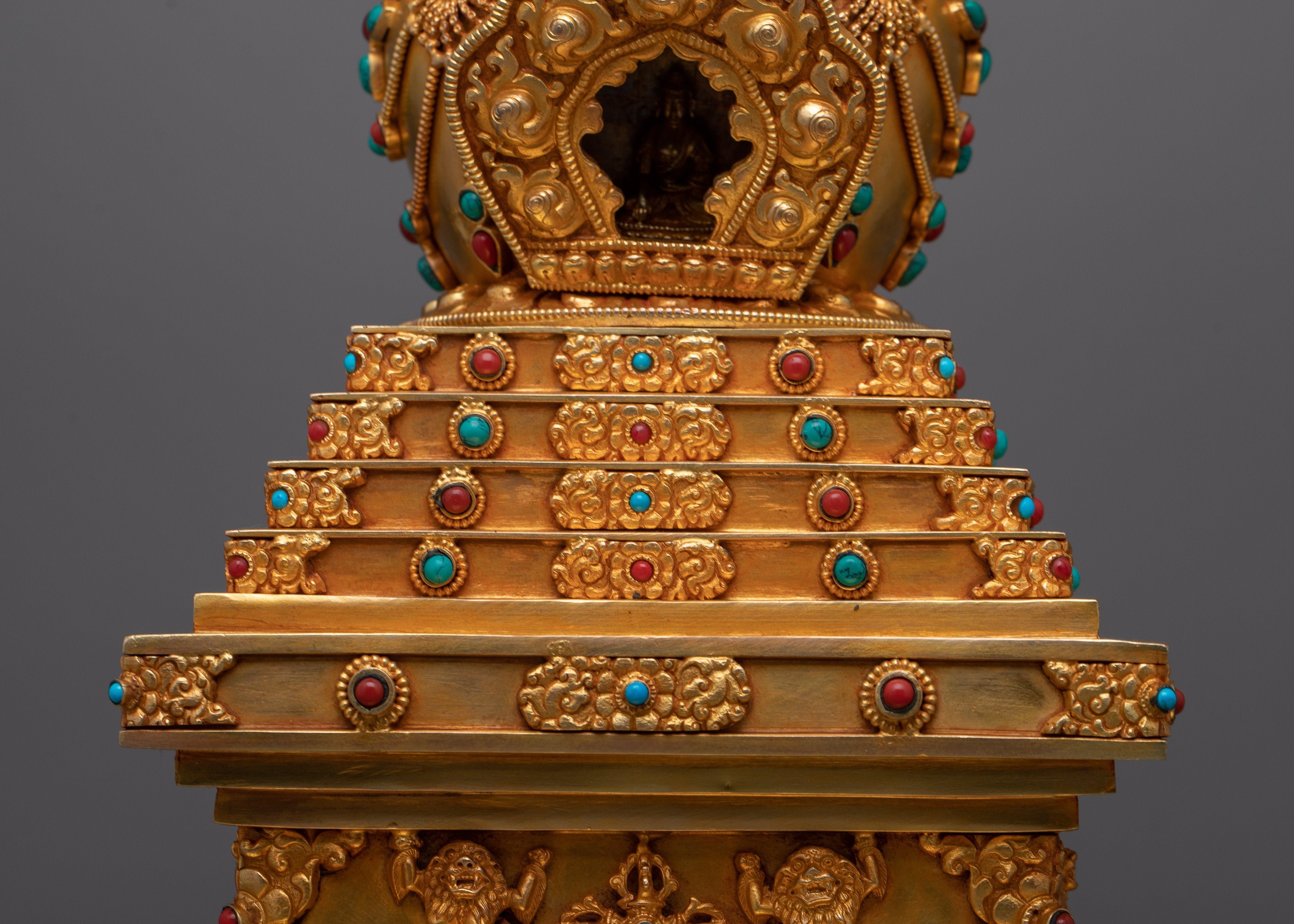 Authentic Handcrafted Buddhist Stupa Statue | Traditional Dharma Art