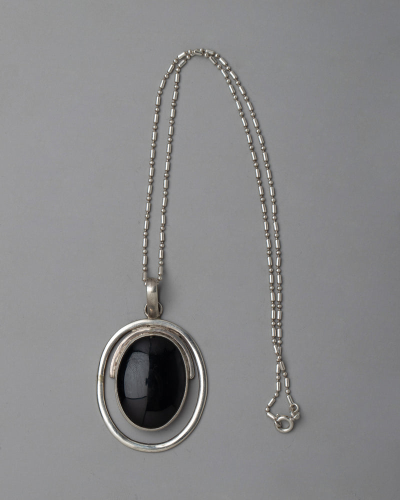 Black Onyx Locket | Pure Silver Pendant for Protection