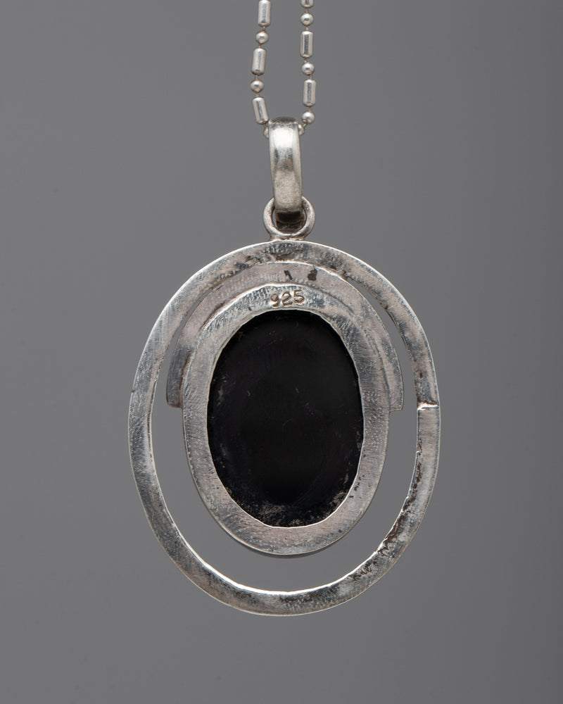 Black Onyx Locket | Pure Silver Pendant for Protection