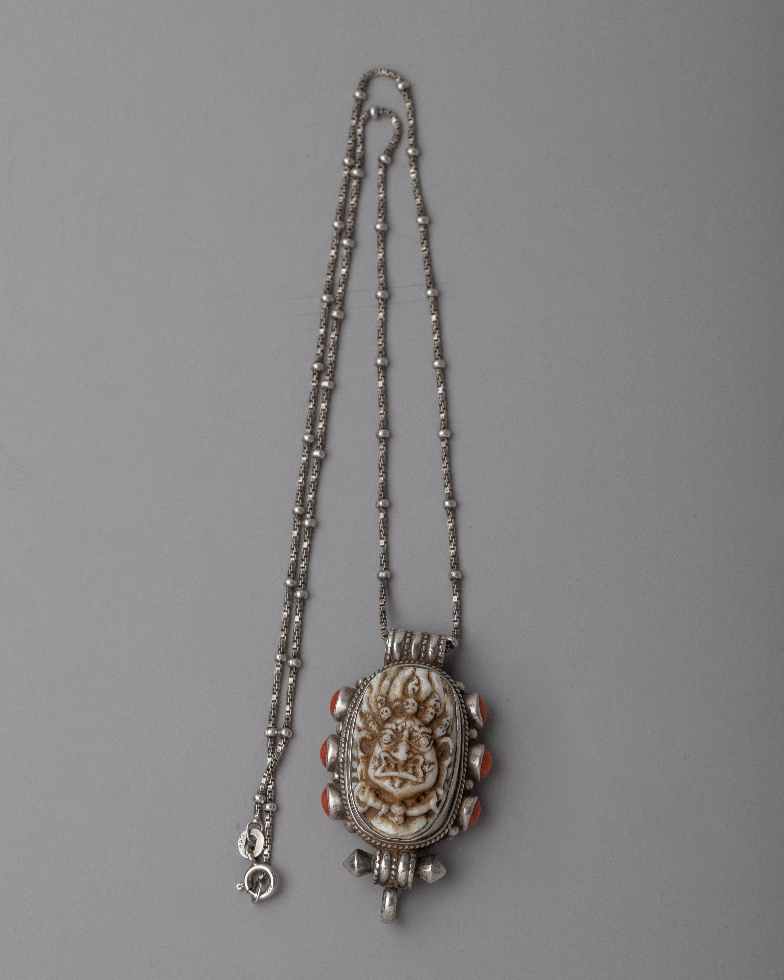 Wrathful Deity Face Silver Locket | Powerful Tibetan Protector Amulet