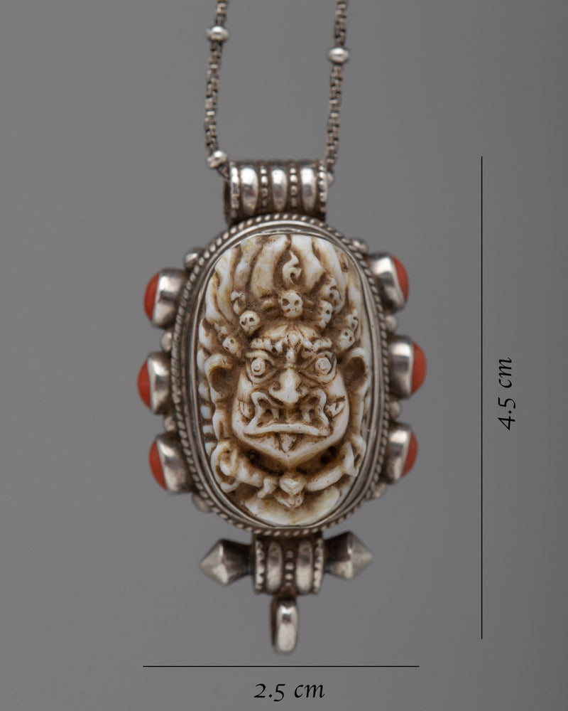 Wrathful Deity Face Silver Locket | Powerful Tibetan Protector Amulet