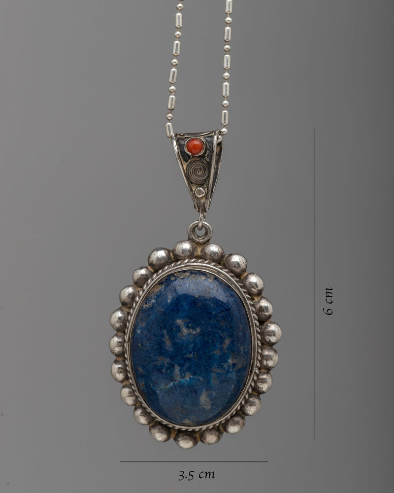 Lapis Lazuli Pendant | Silver Authentic Stone Locket