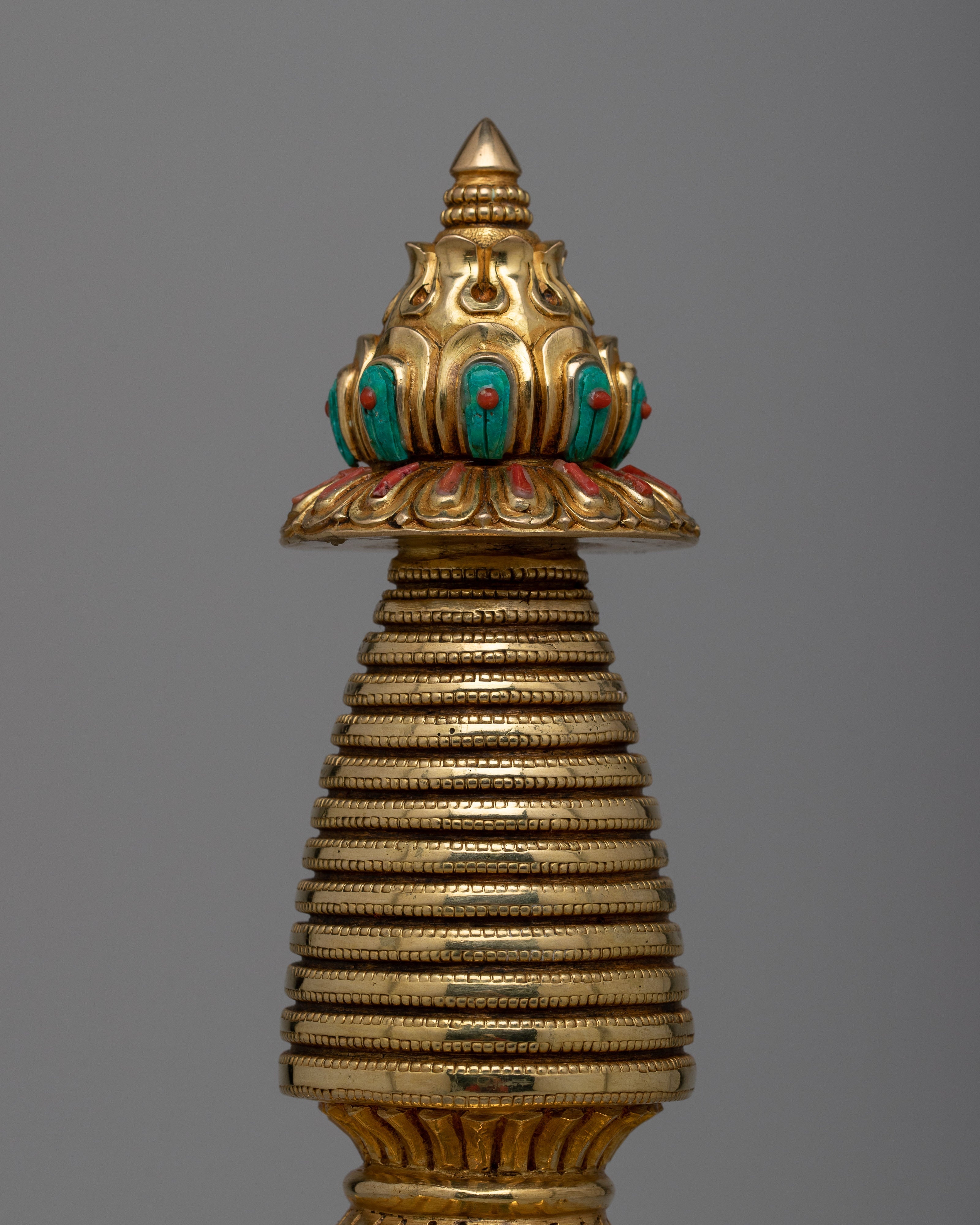 Copper Eight Auspicious Symbol Stupa | Inspiring Divine Connection and Inner Peace