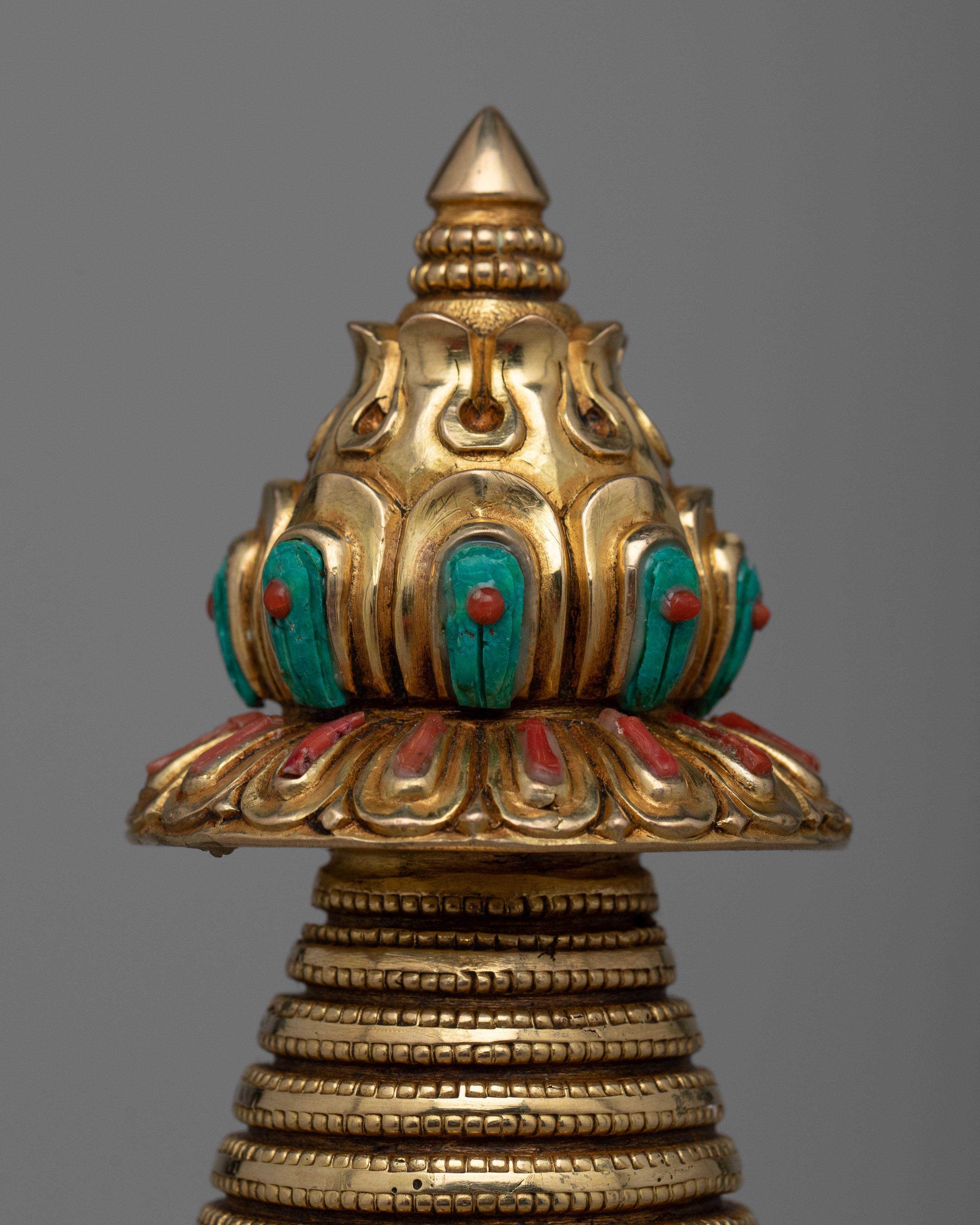 Copper Eight Auspicious Symbol Stupa | Inspiring Divine Connection and Inner Peace
