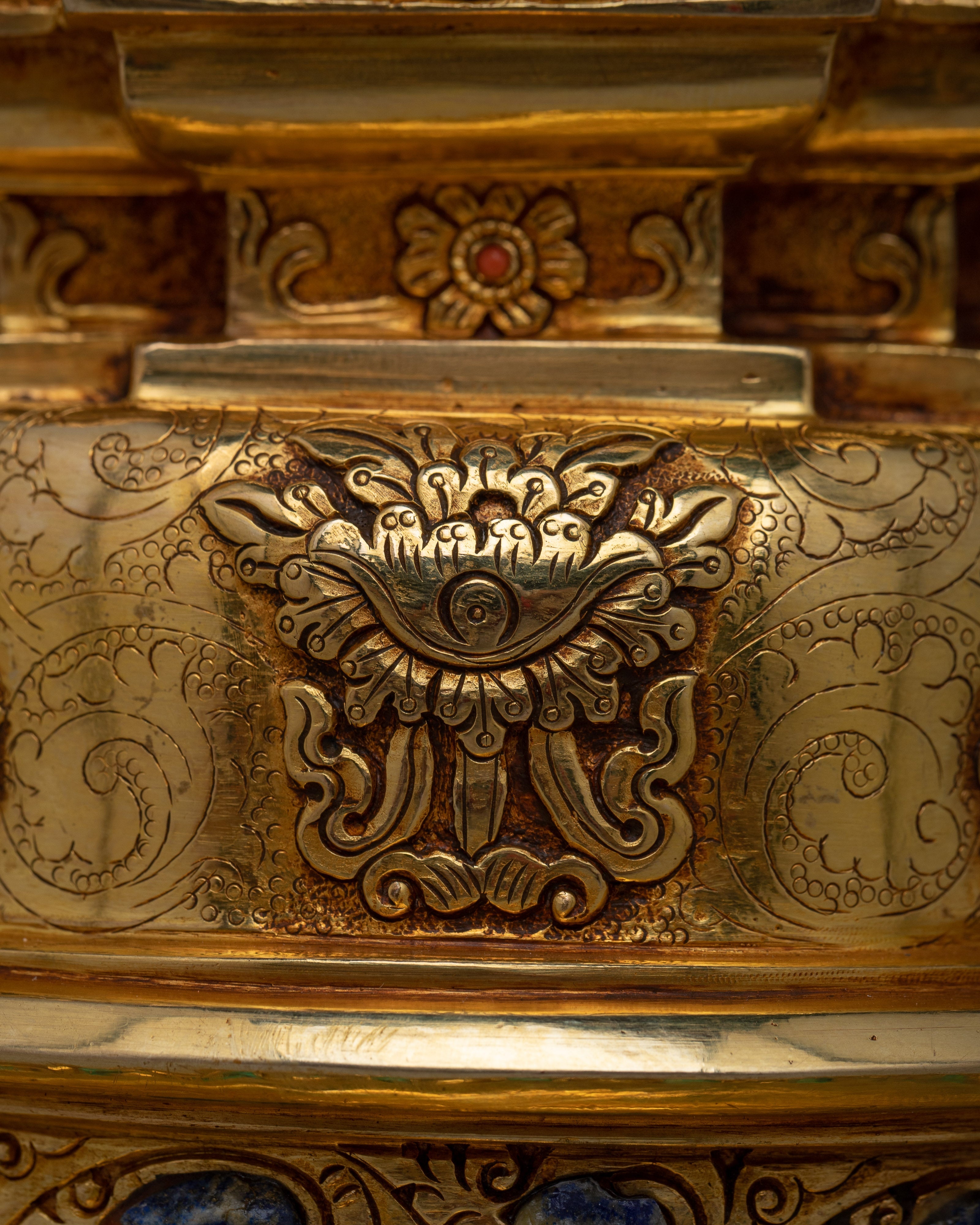 Gold Plated Kadampa Stupa | Invoking Serenity and Divine Blessings