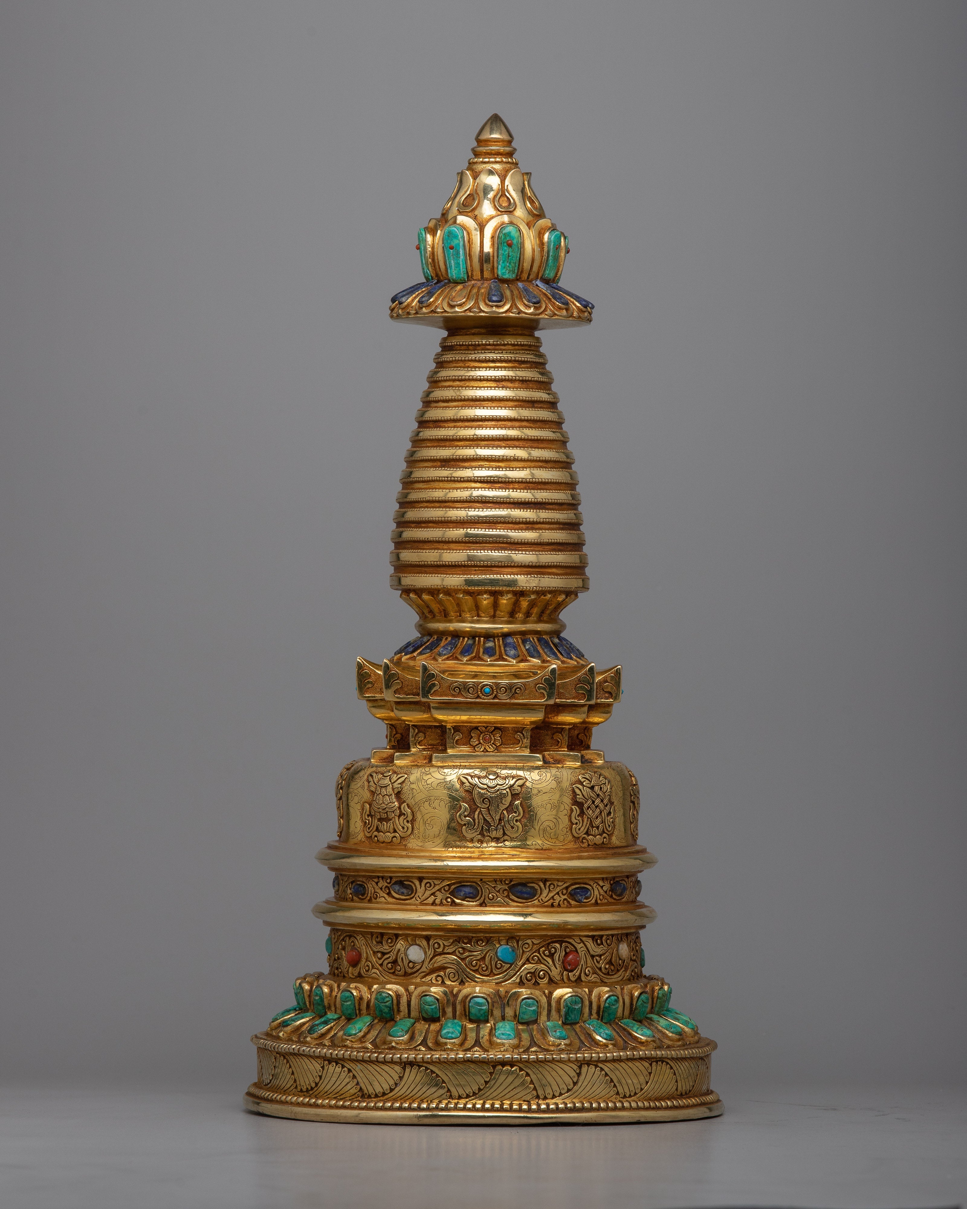 Gold Plated Kadampa Stupa | Invoking Serenity and Divine Blessings
