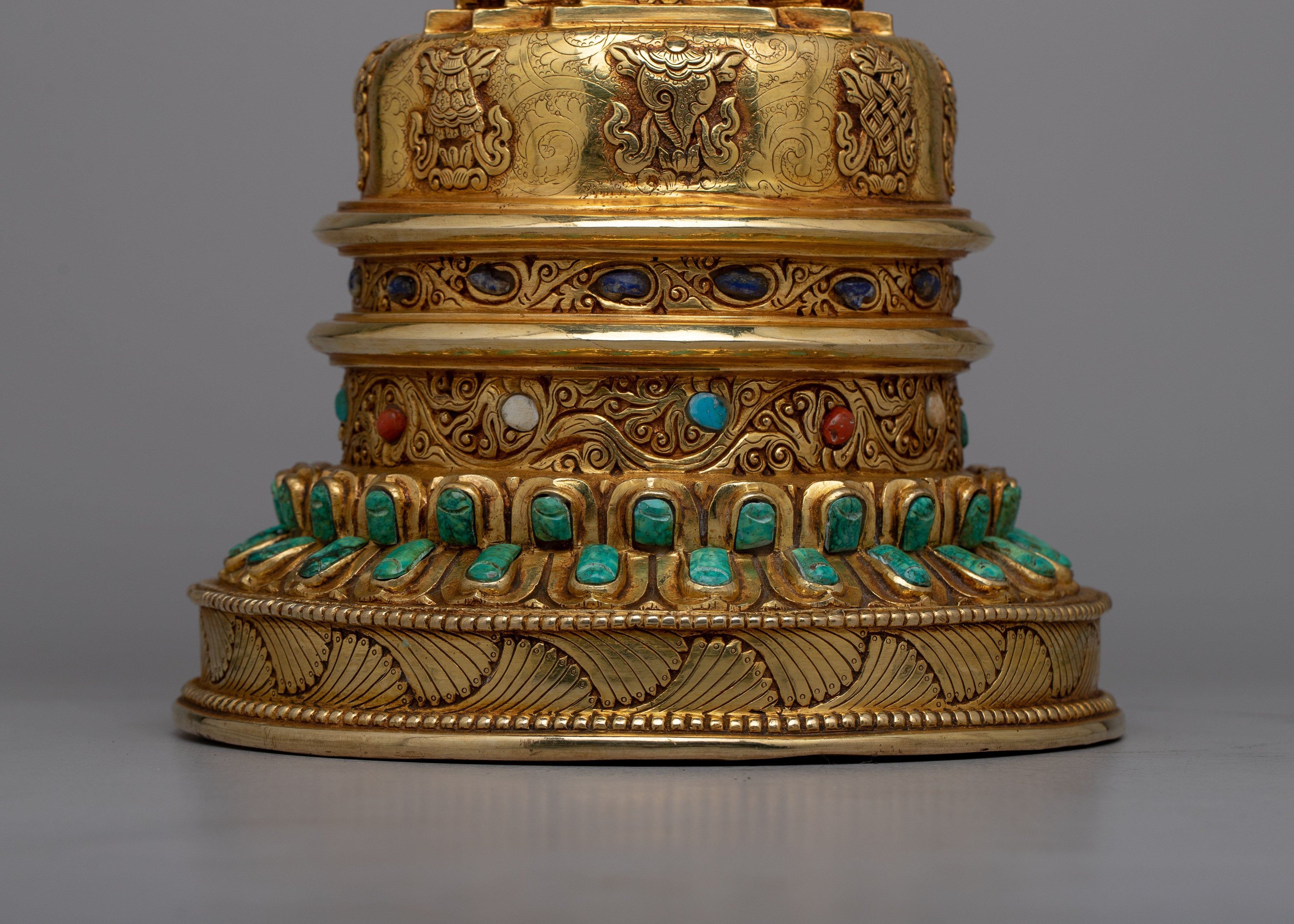 Gold Plated Kadampa Stupa | Invoking Serenity and Divine Blessings