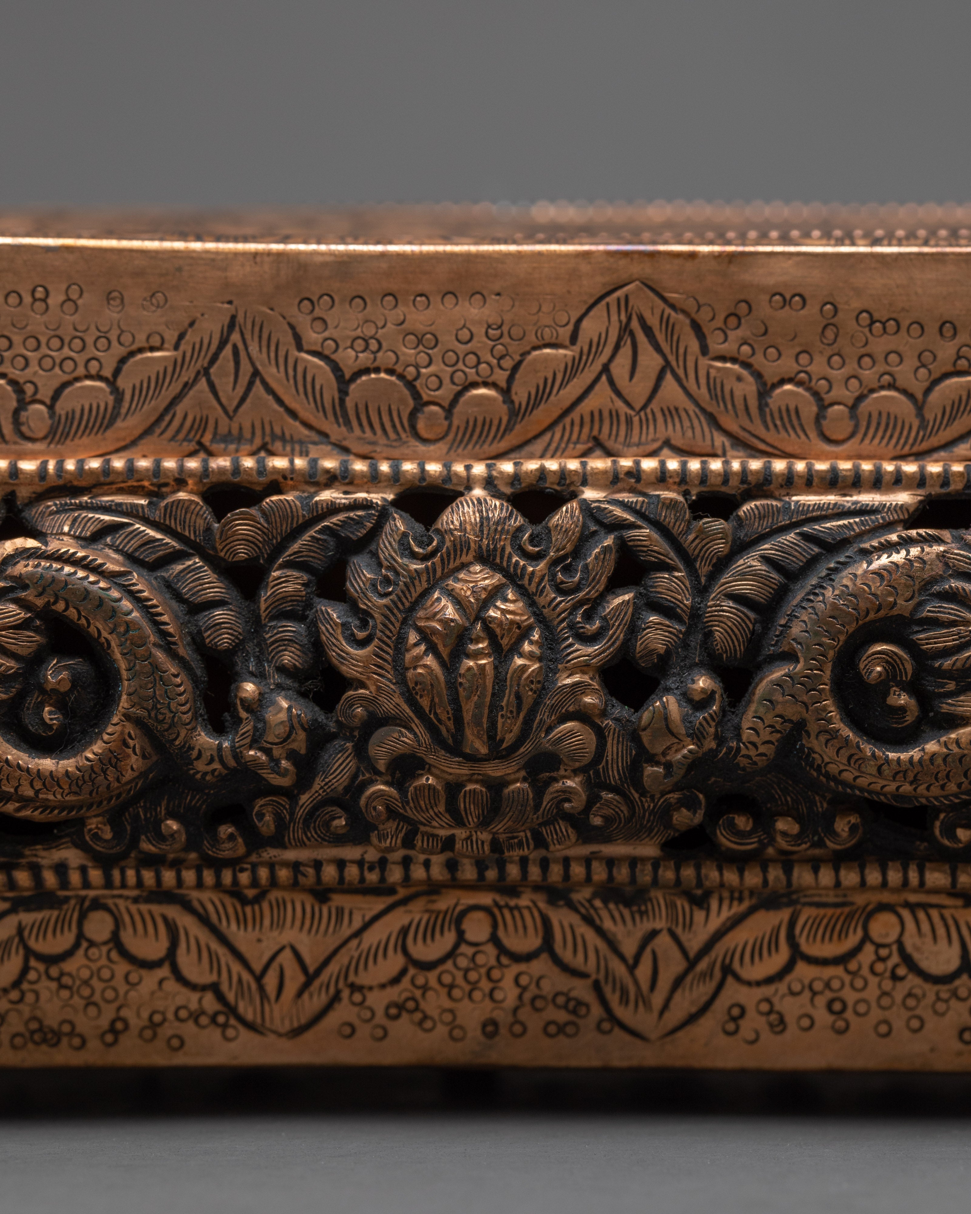 Hand carved Dragon Pattern Treasure Box | Nepalese Religious Art Decorative Trinket Box