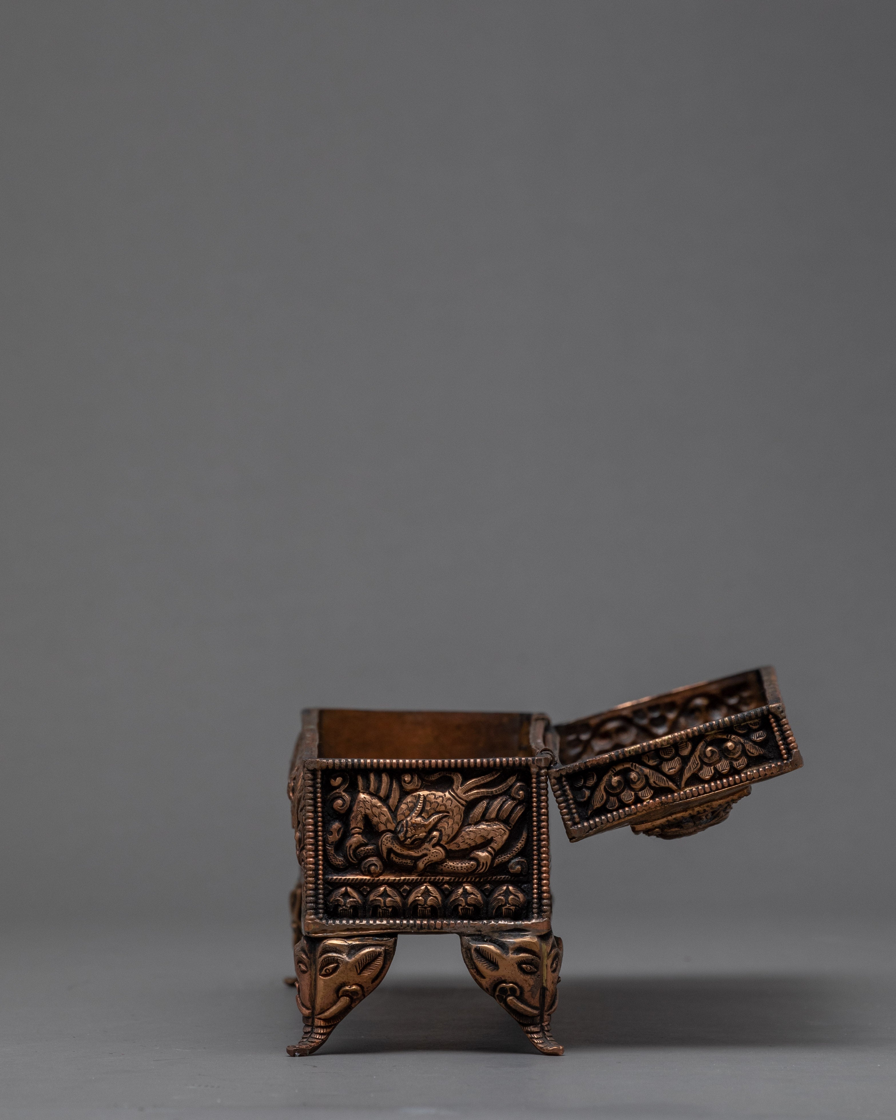 Hand carved Dragon Pattern Treasure Box | Nepalese Religious Art Decorative Trinket Box