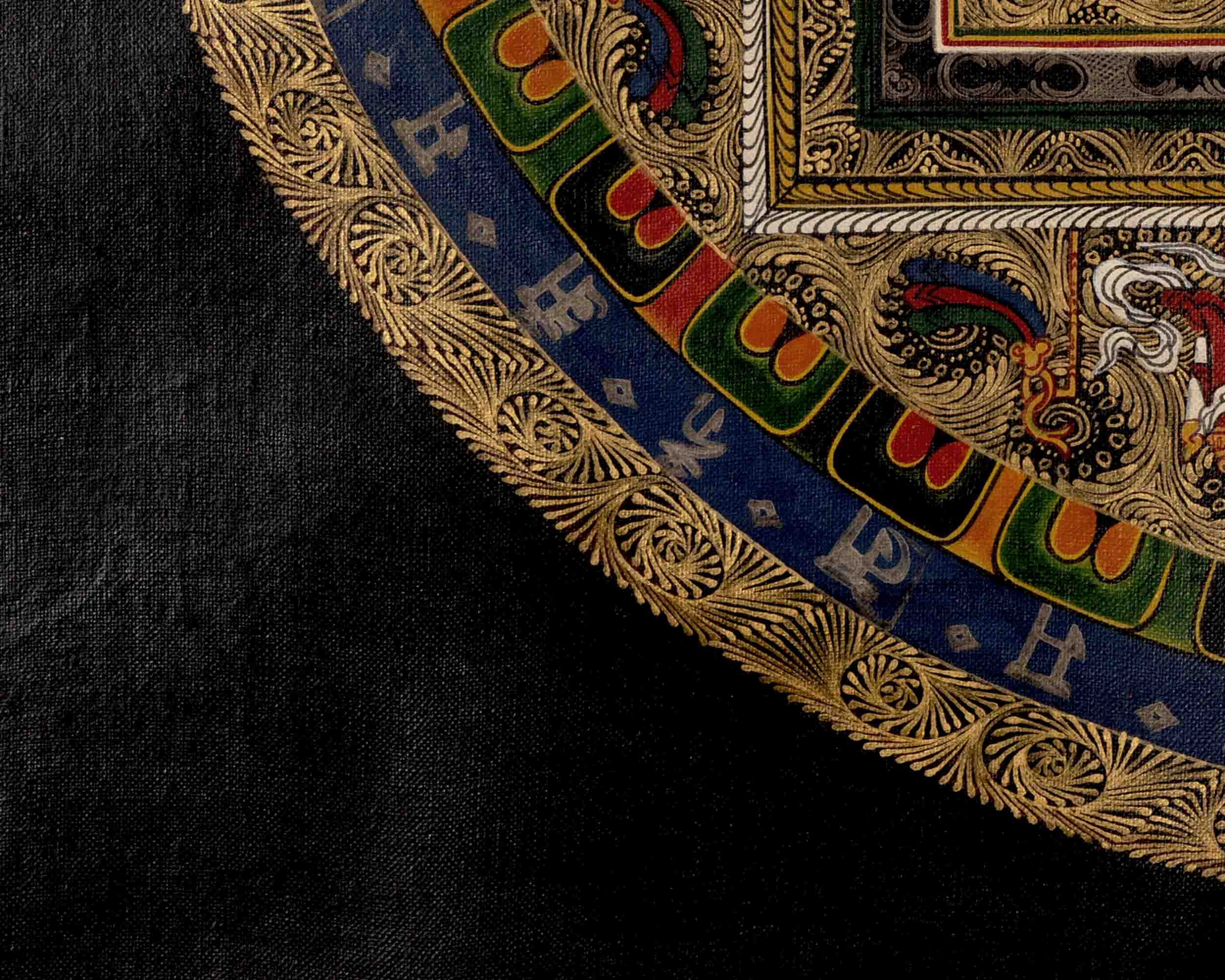 Om Mantra Mandala | Tibetan Traditional Thangka | Wall Decors