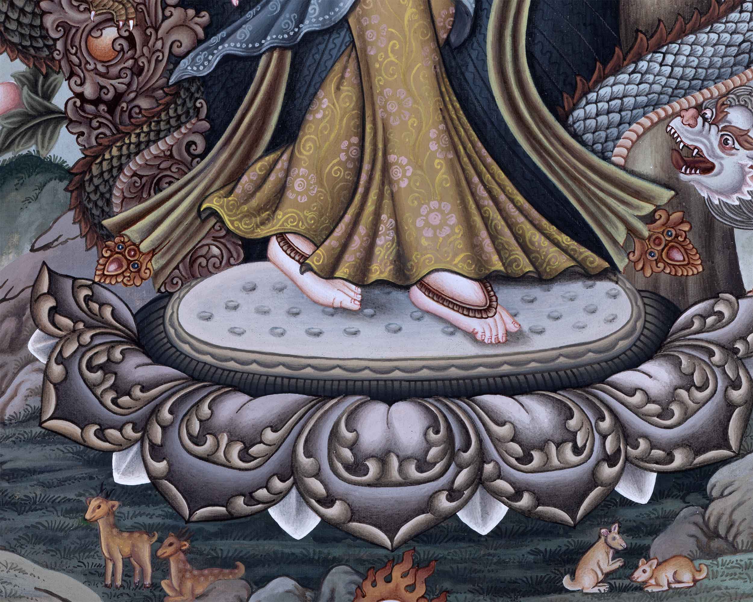 Arya Avalokiteshvara Digital Pauba Print | Chenrezig The Bodhisattva Of Compassion Art