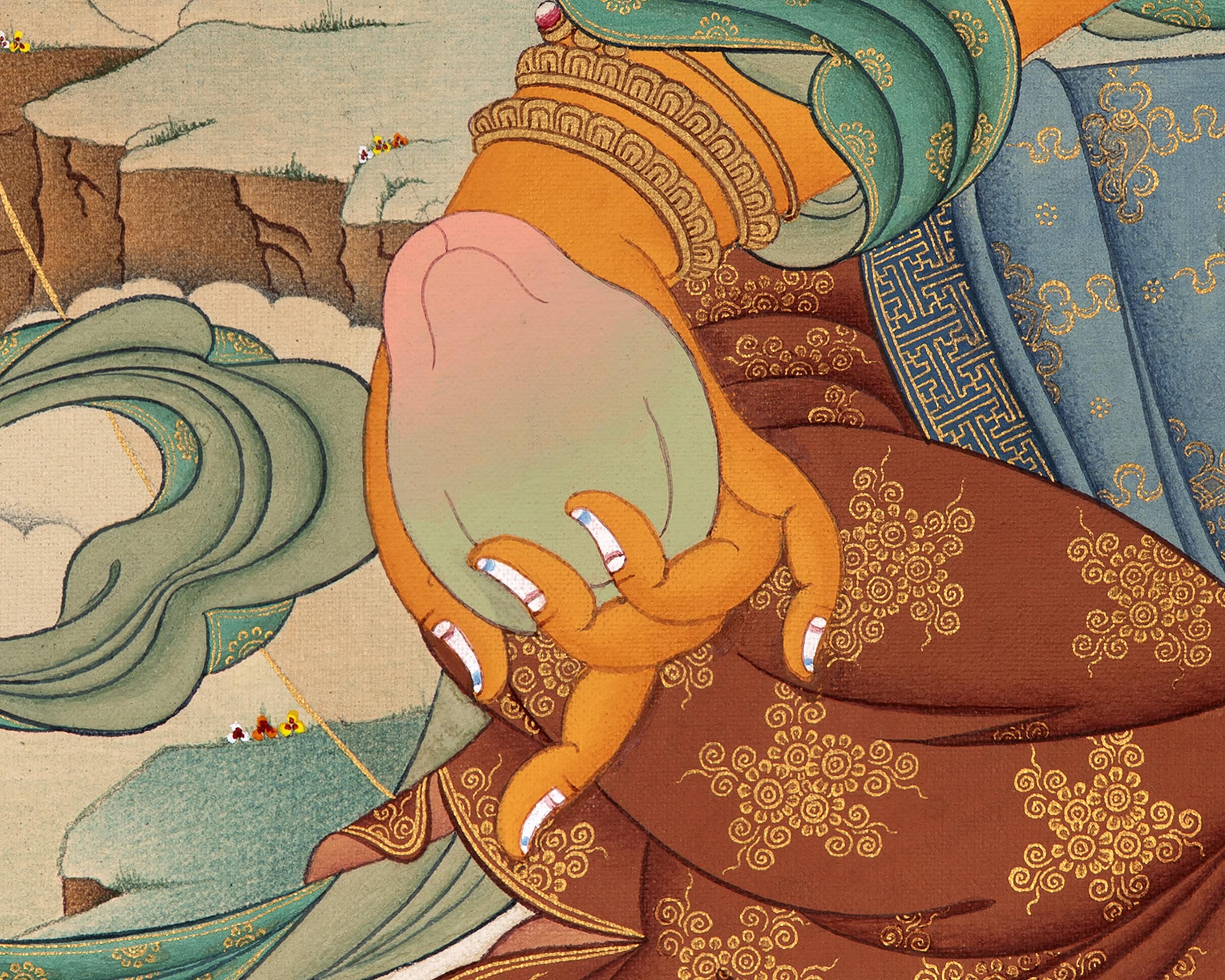 Dzambhala Wealth Deity Thangka | Vajrayana Canvas Print