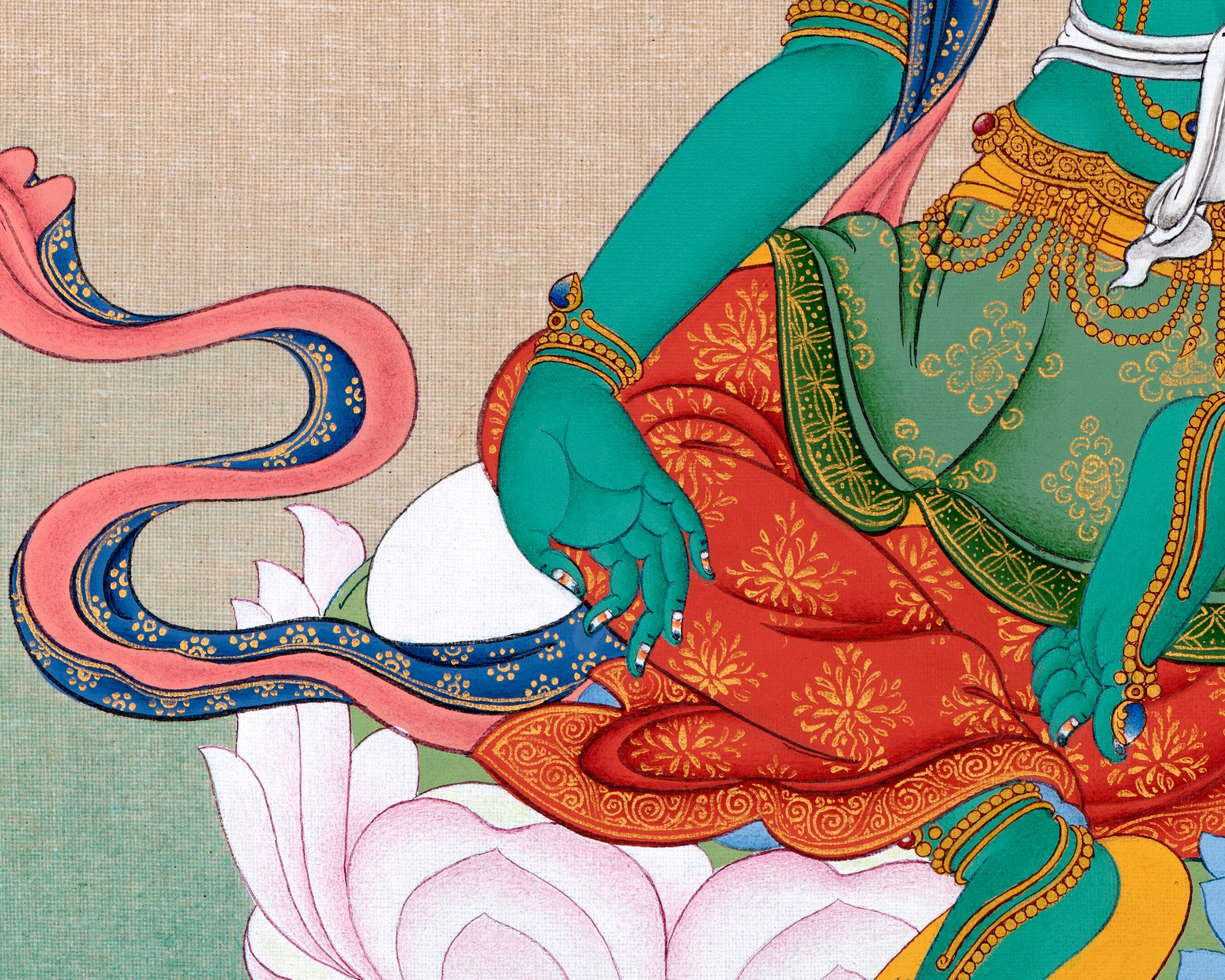 Green Tara | Tibetan Thangka Painting | Handmade Tara Art