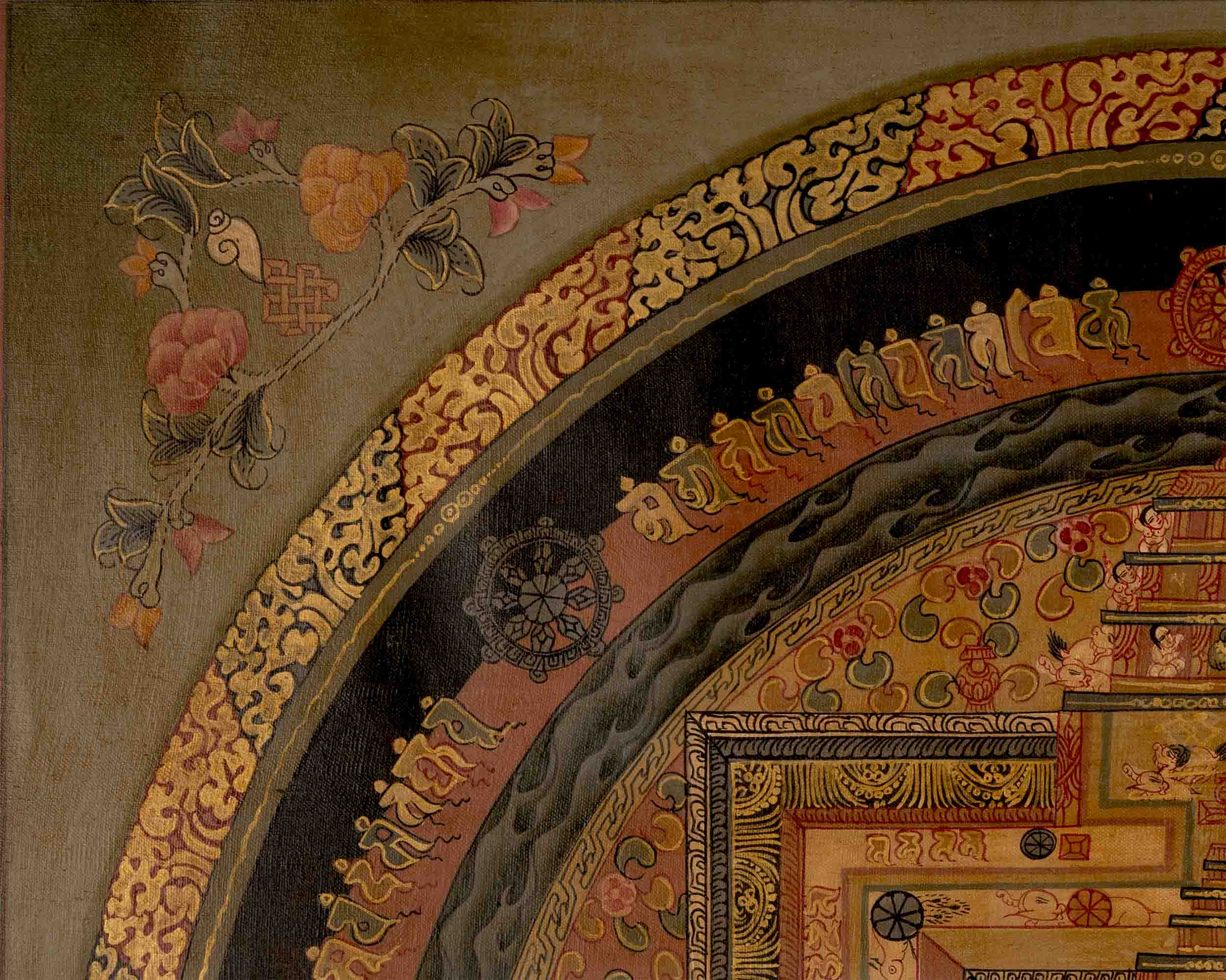 Oil Varnished Kalachakra Mandala | Tibetan Thangka Painting