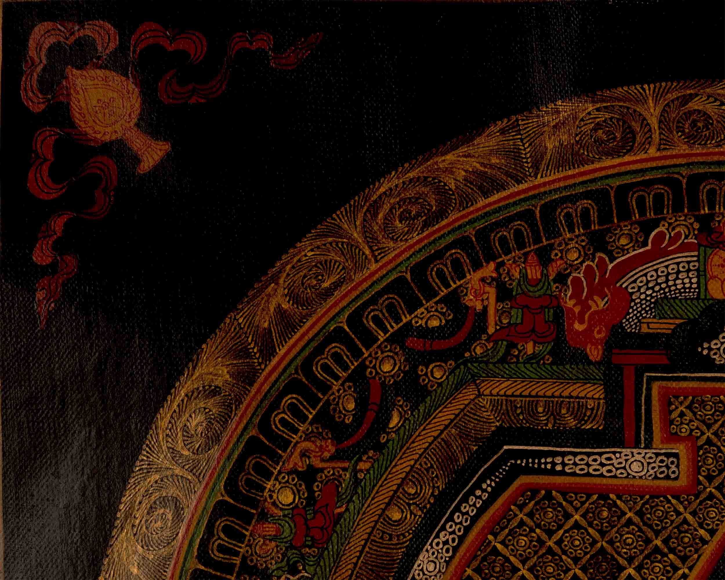 Oil Varnished Star Mandala Tibetan Thangka | Mandala Art