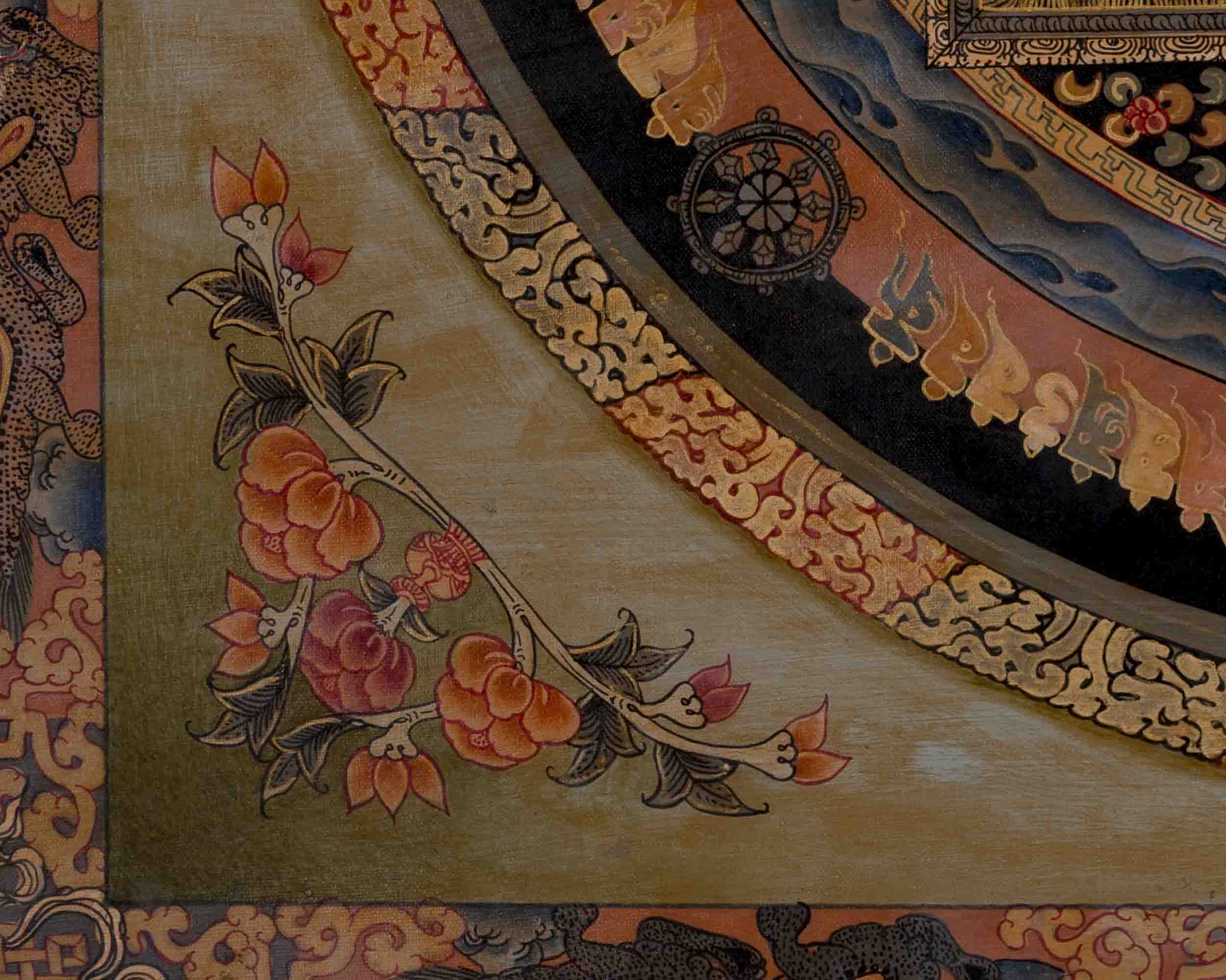 Handpainted Kalachakra Mandala | Traditional Tibetan Thangka | Wall Decors