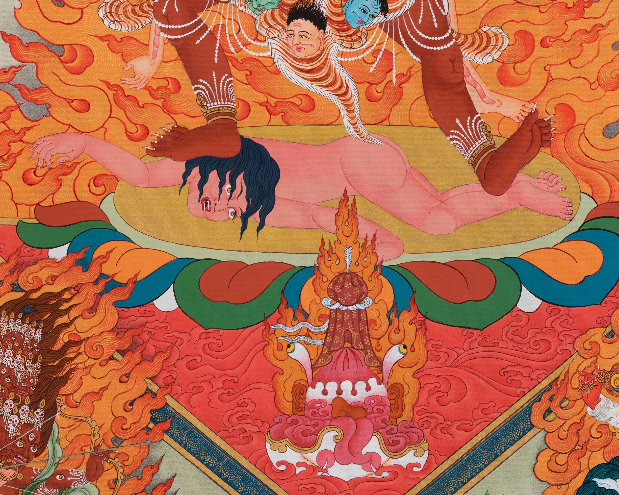 Digital Print On Cotton Canvas For Ekajati Mantra Practice | With Dorje Legpa & Rahula Thangka Print