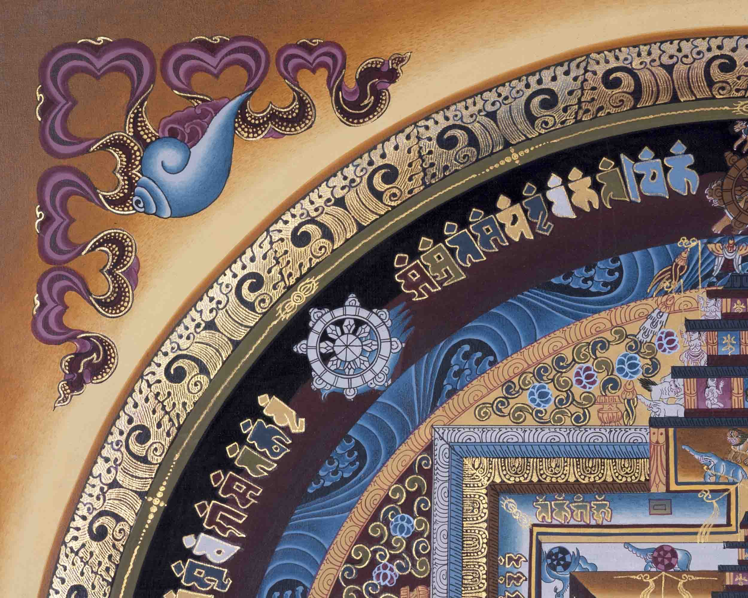 Handpainted Kalachakra Mandala | Traditoinal Tibetan Thangka | Wall Decors