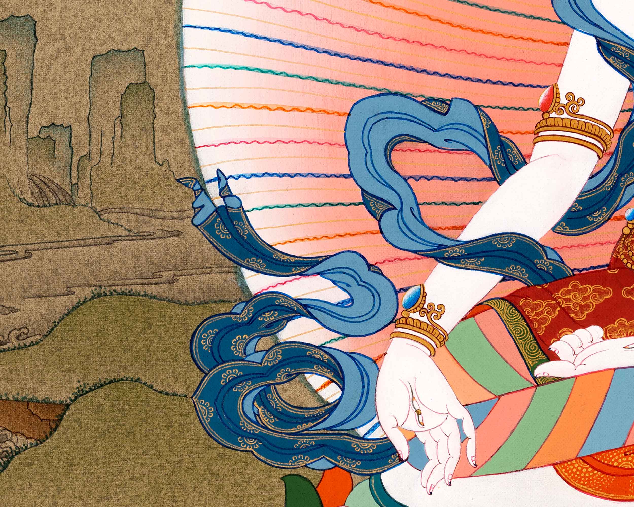 White Tara Painting | Hand Painted Tibetan Buddhist Art