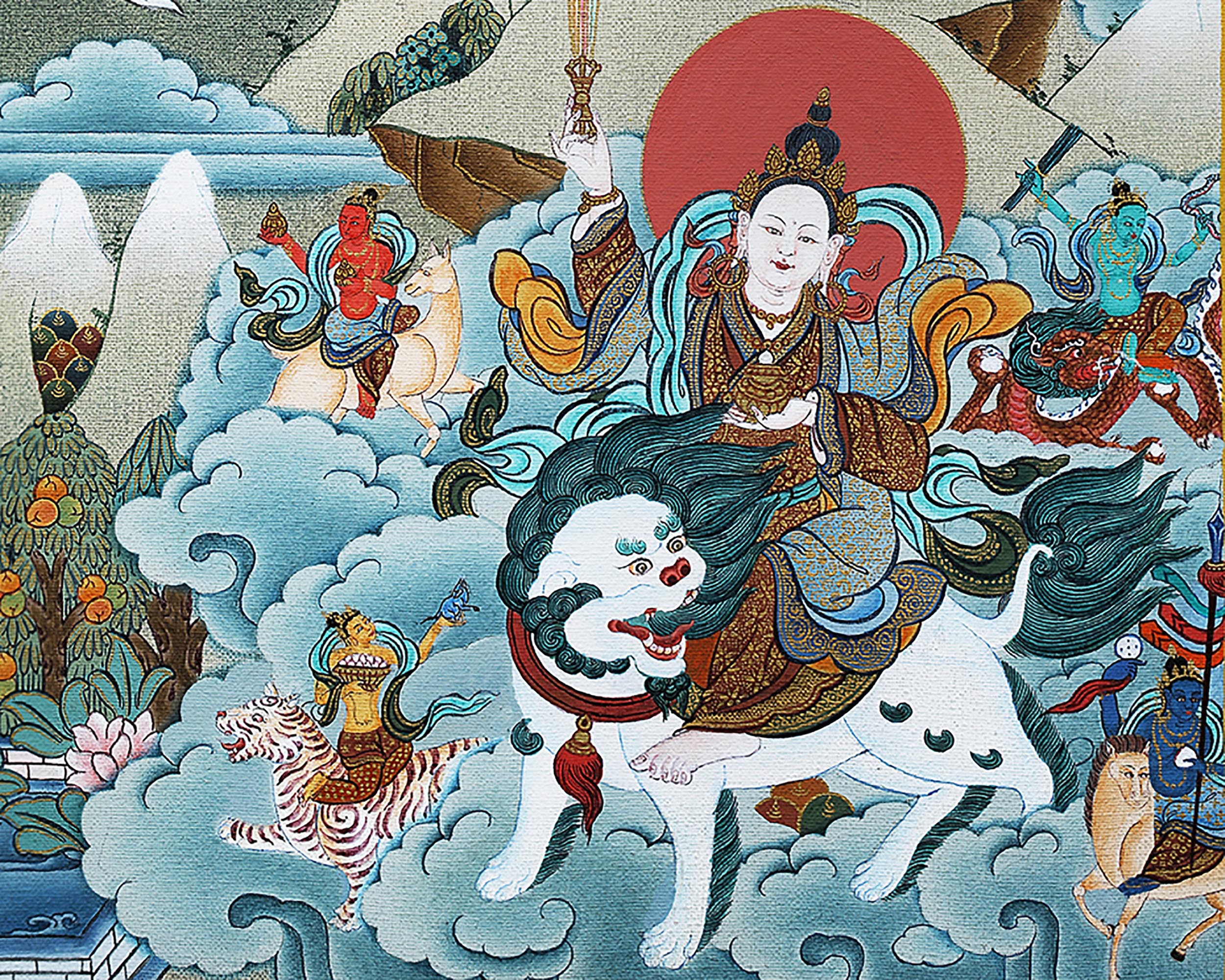 Rare Marpa Milarepa Thangka, Kagyu Lineage Master, Himalayan Vajrayana Buddhist Art