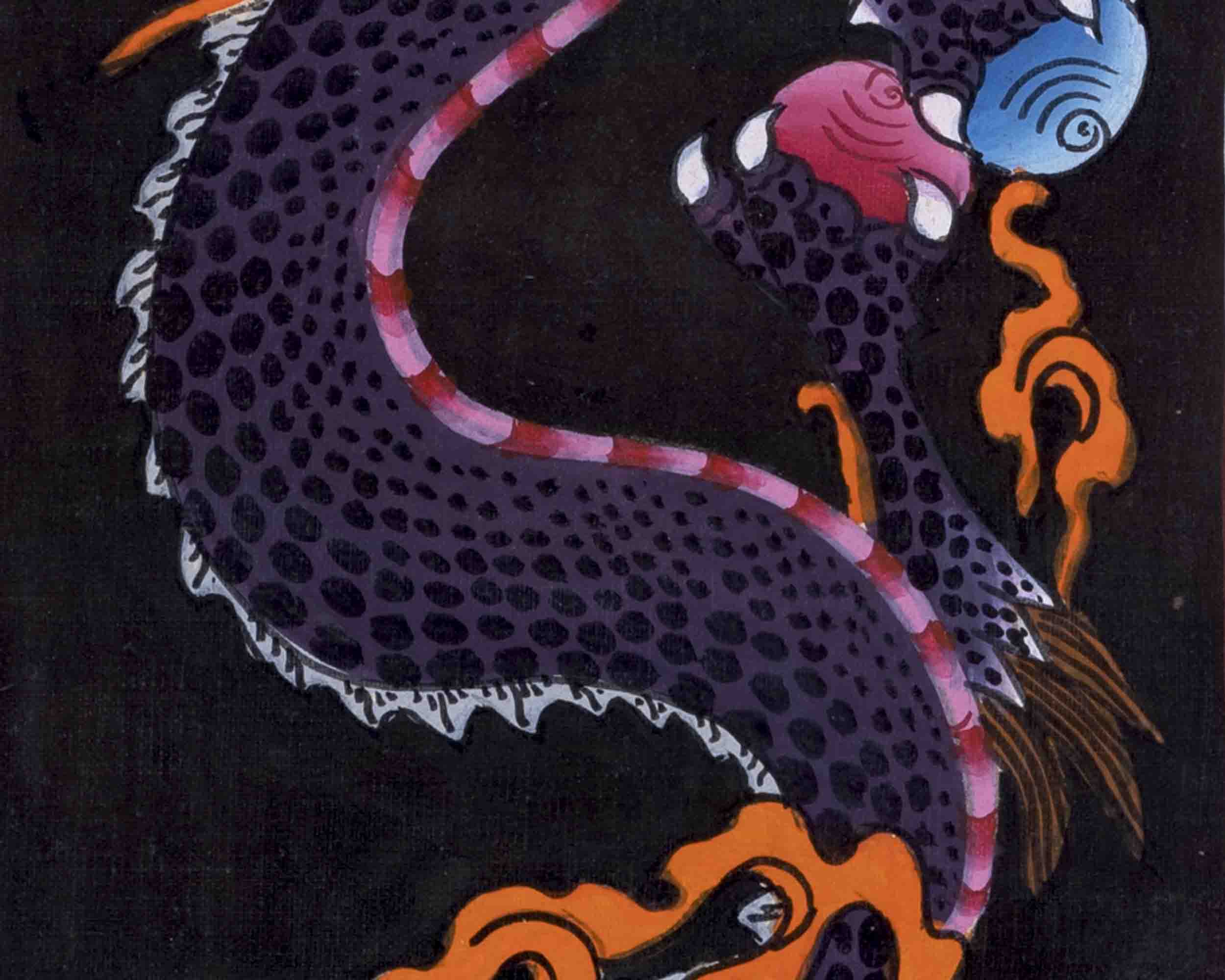 Dragon Painting Thangka | Traditional Tibetan Style
