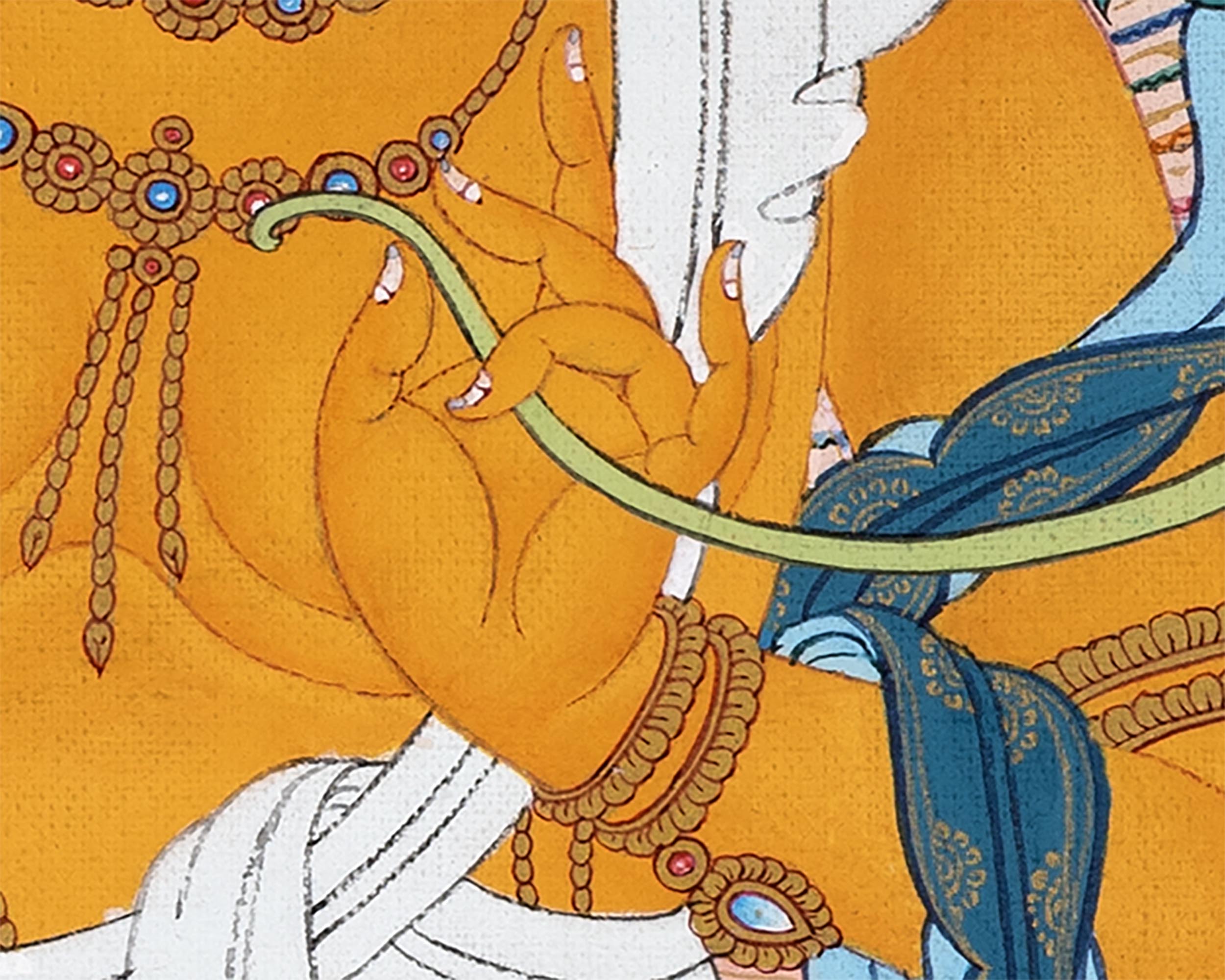 Manjushri With Bodhisattvas | Chenrezig | Vajrapani | Buddhist Deity Thangka