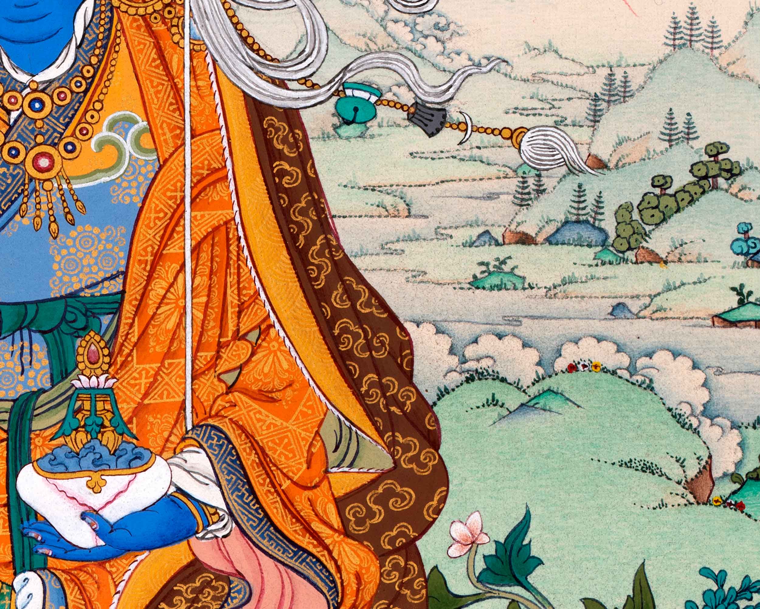 Guru Urgen Menla, Medicine Buddha Form of Guru Rinpoche Thangka