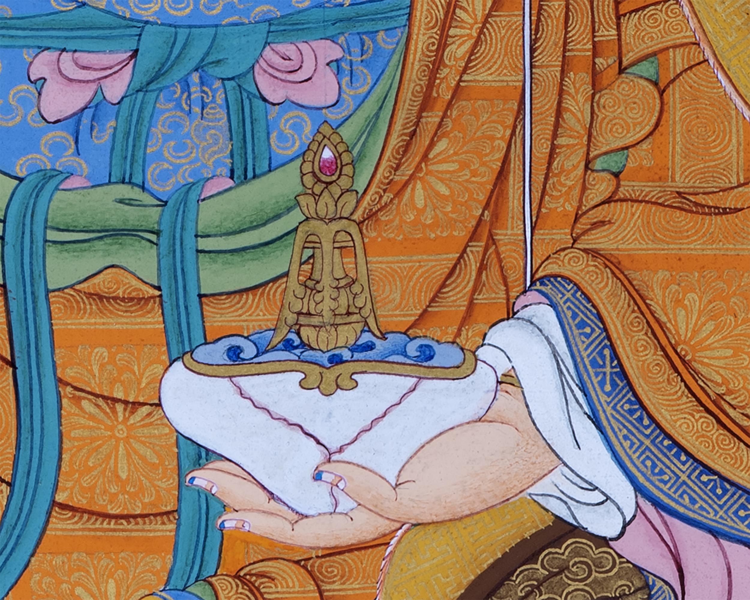 Guru Rinpoche with Chenrezig and Amitabha | Buddha Of Vajrayana | Thangka