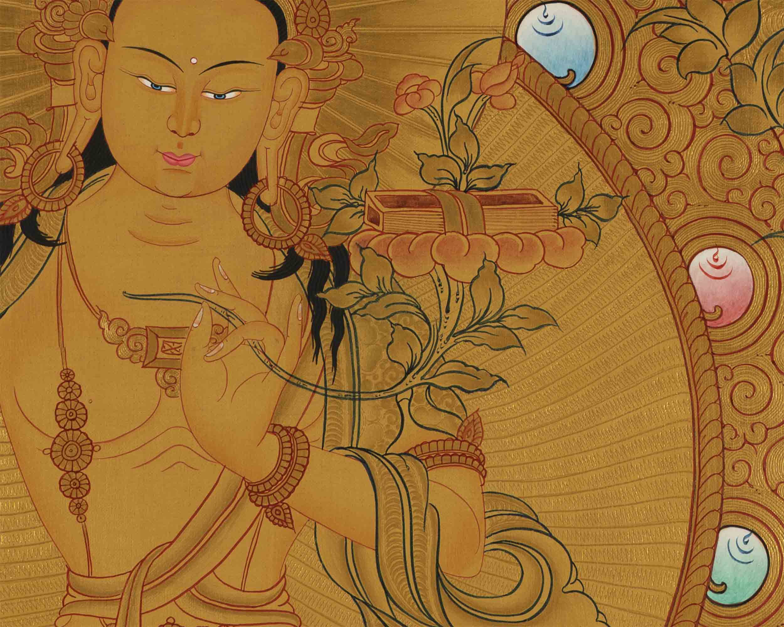 Gold Style Manjushree Thangka | Home Wall Hanging Thanka