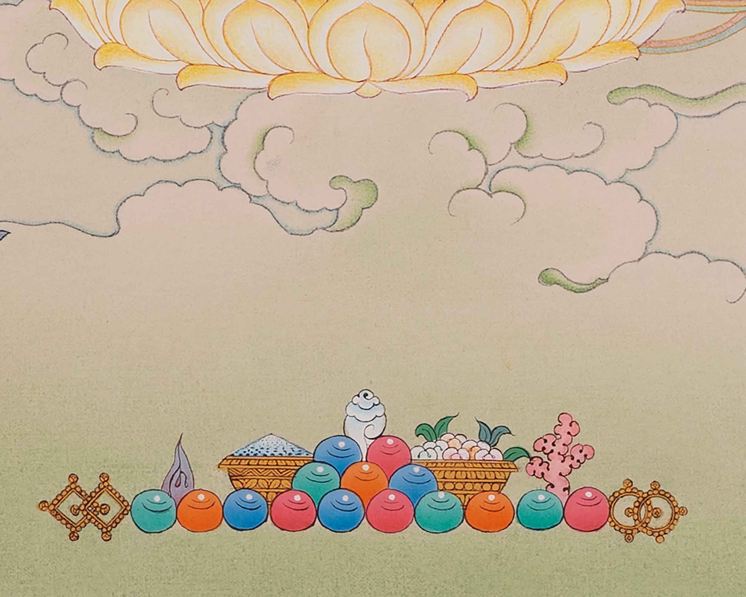 Traditional Chenrezig Empowerment Thangka | Chenrezig With Manjushri And Vajrapani Art