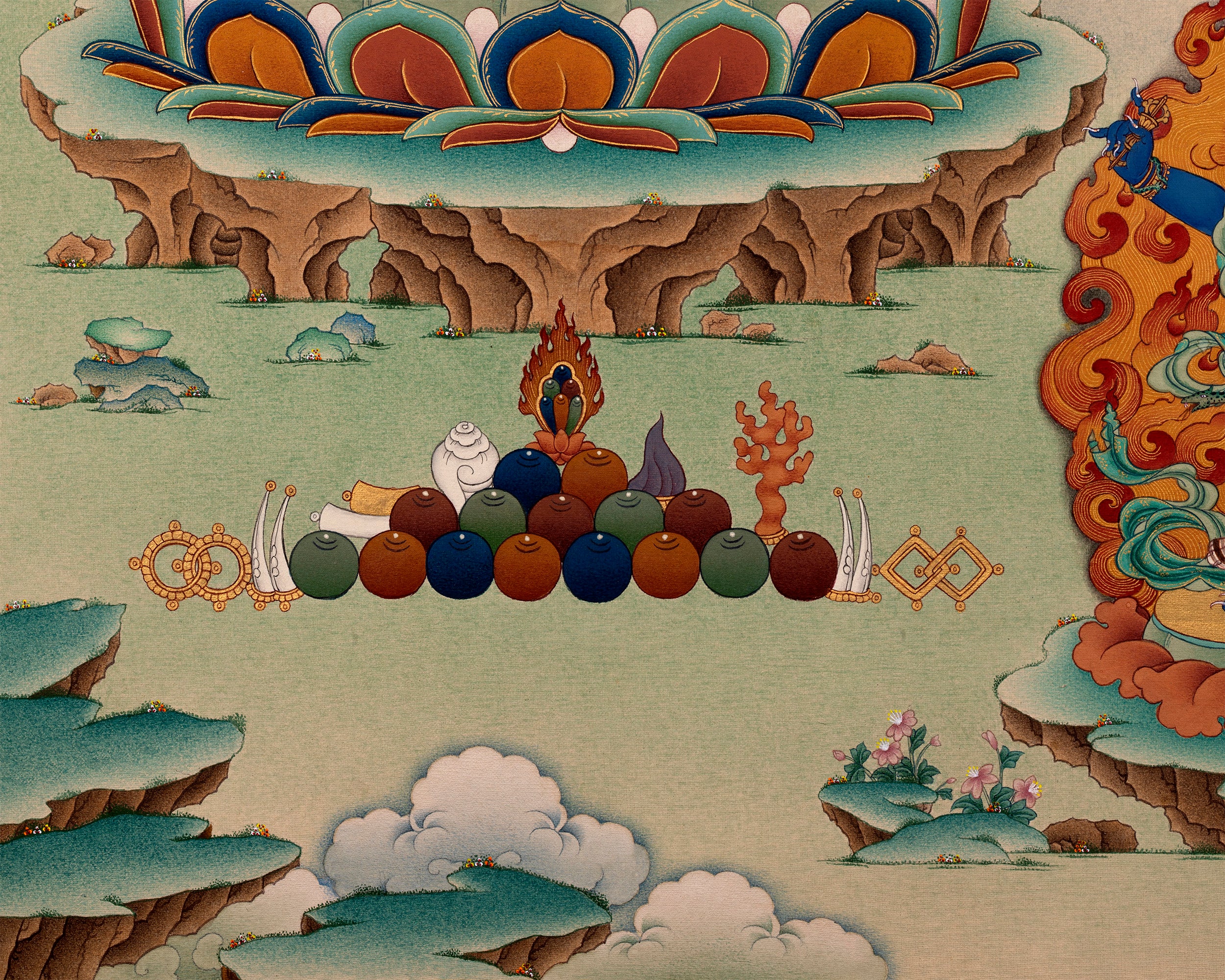 Avalokiteshvara, Vajrapani & Manjushri, Tibetan Thangka Painting, Vajrayana Buddhist Art