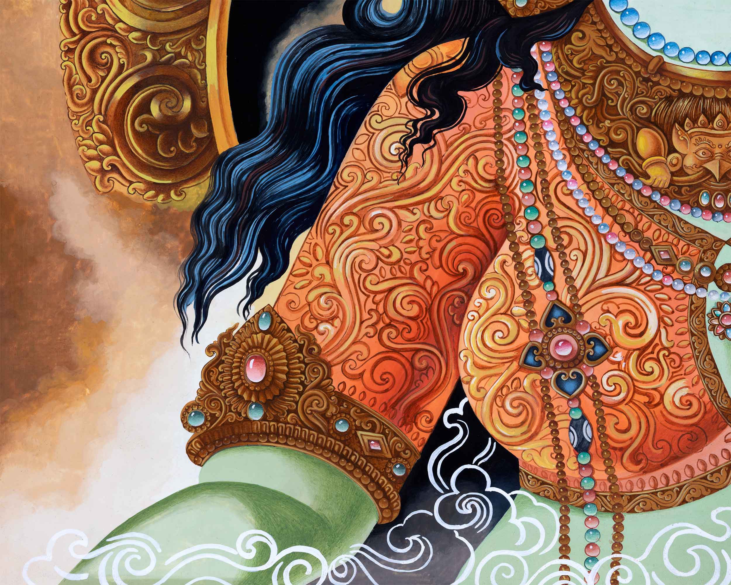 Green Tara Mantra Symbol Newari Print | Mother Of All Buddhas, Green Tara Print