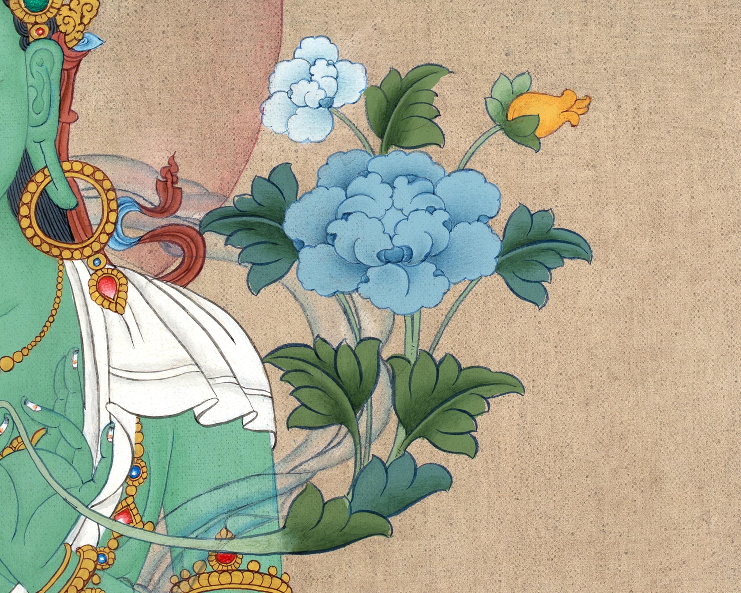 Green Tara Painting | Tibetan Thangka Painting