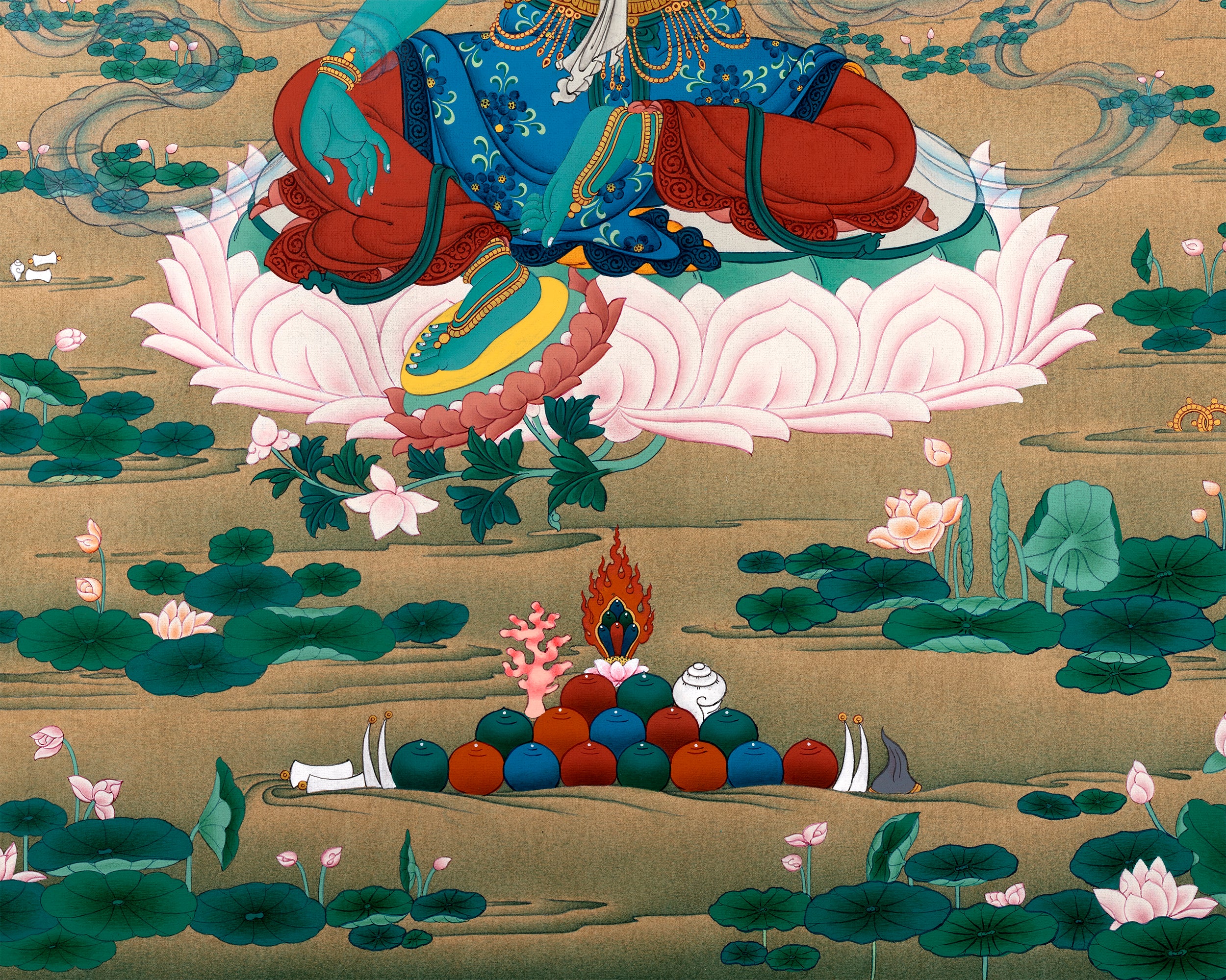 Green Tara Thangka, Traditional Karma Gadri Thangka