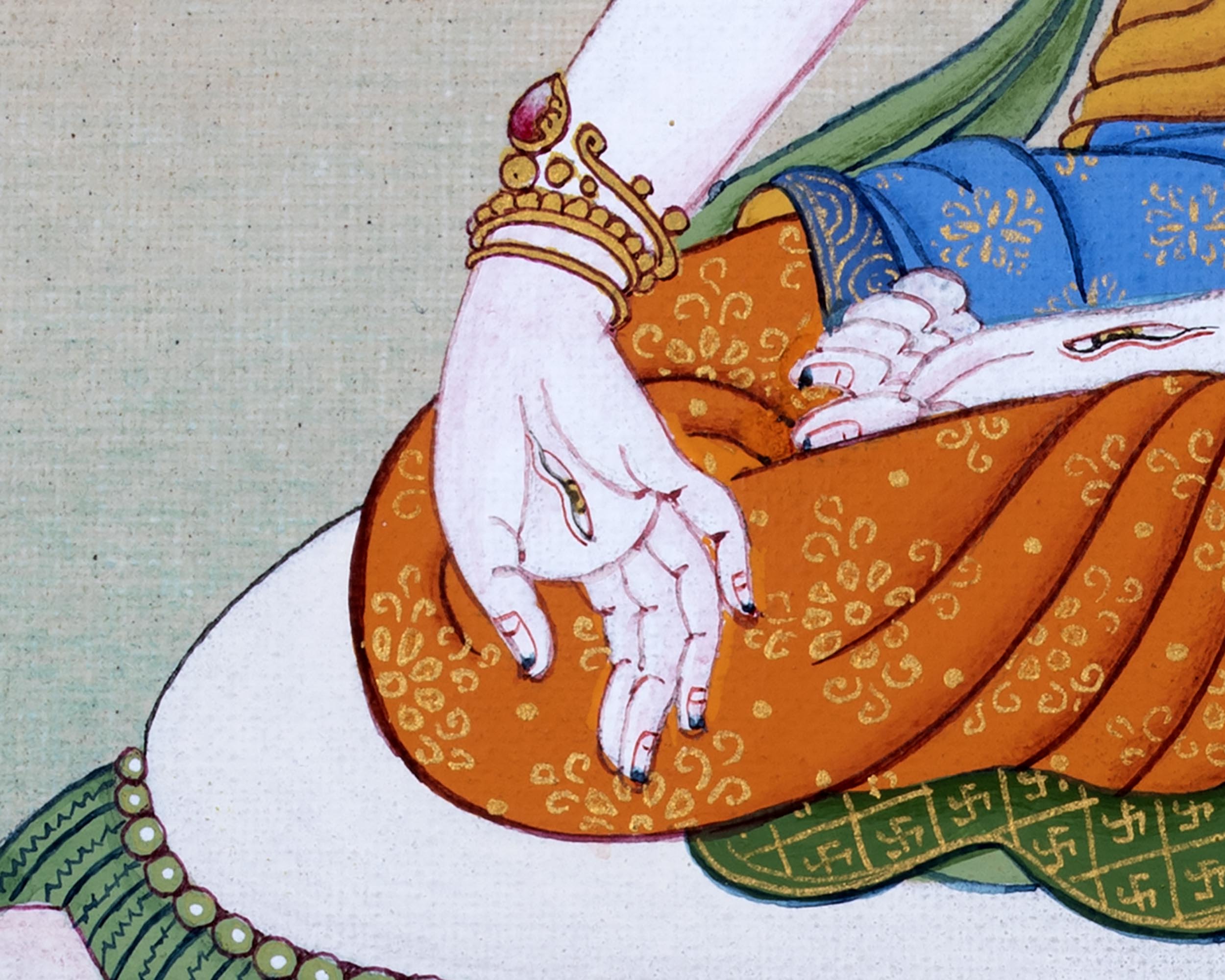 White Tara Thangka | Karma Gadri Style Painting | Female Buddha