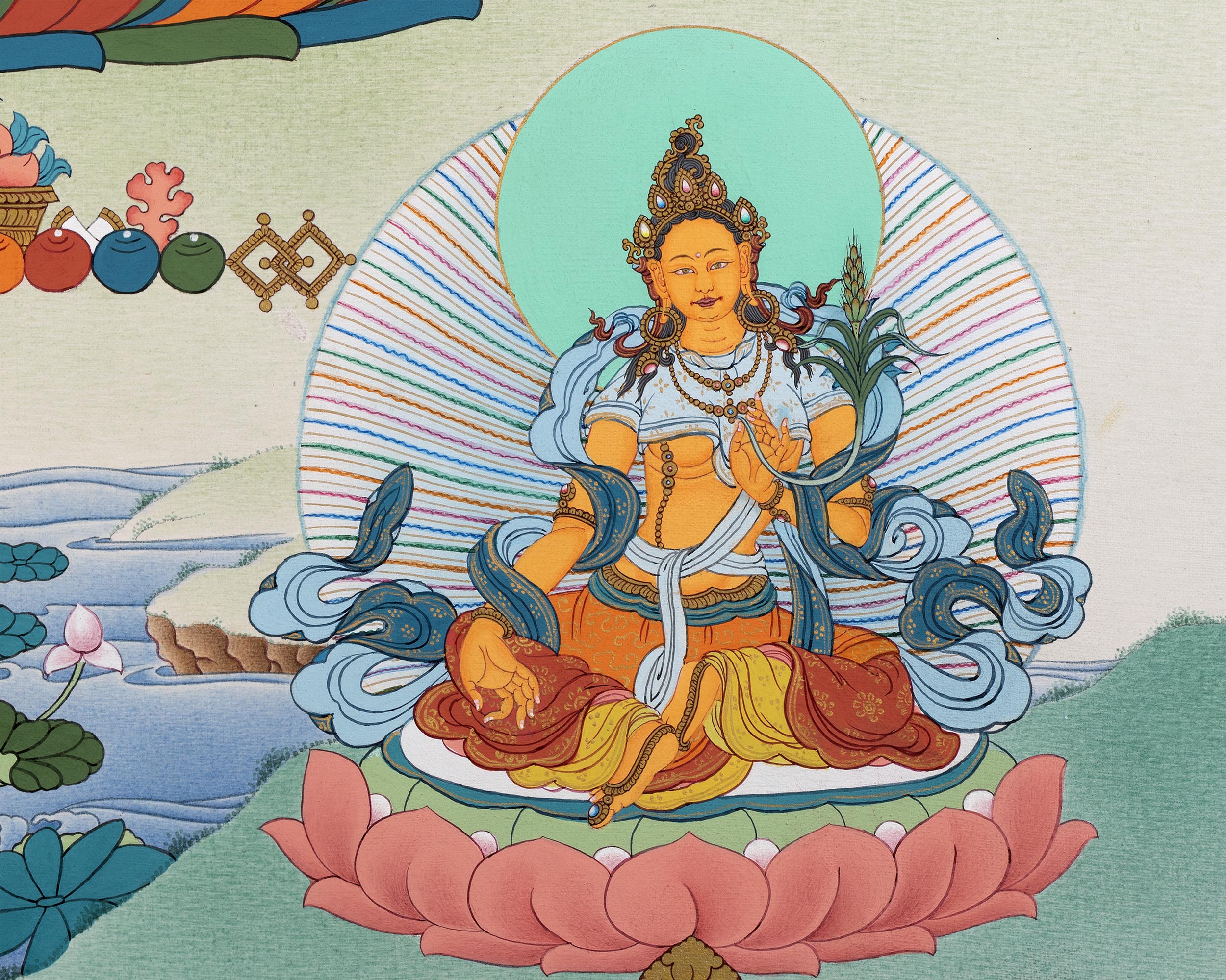 Namtoshe Thangka | Jambala Vasundhara | Tibetan Buddhist Wealth Deities