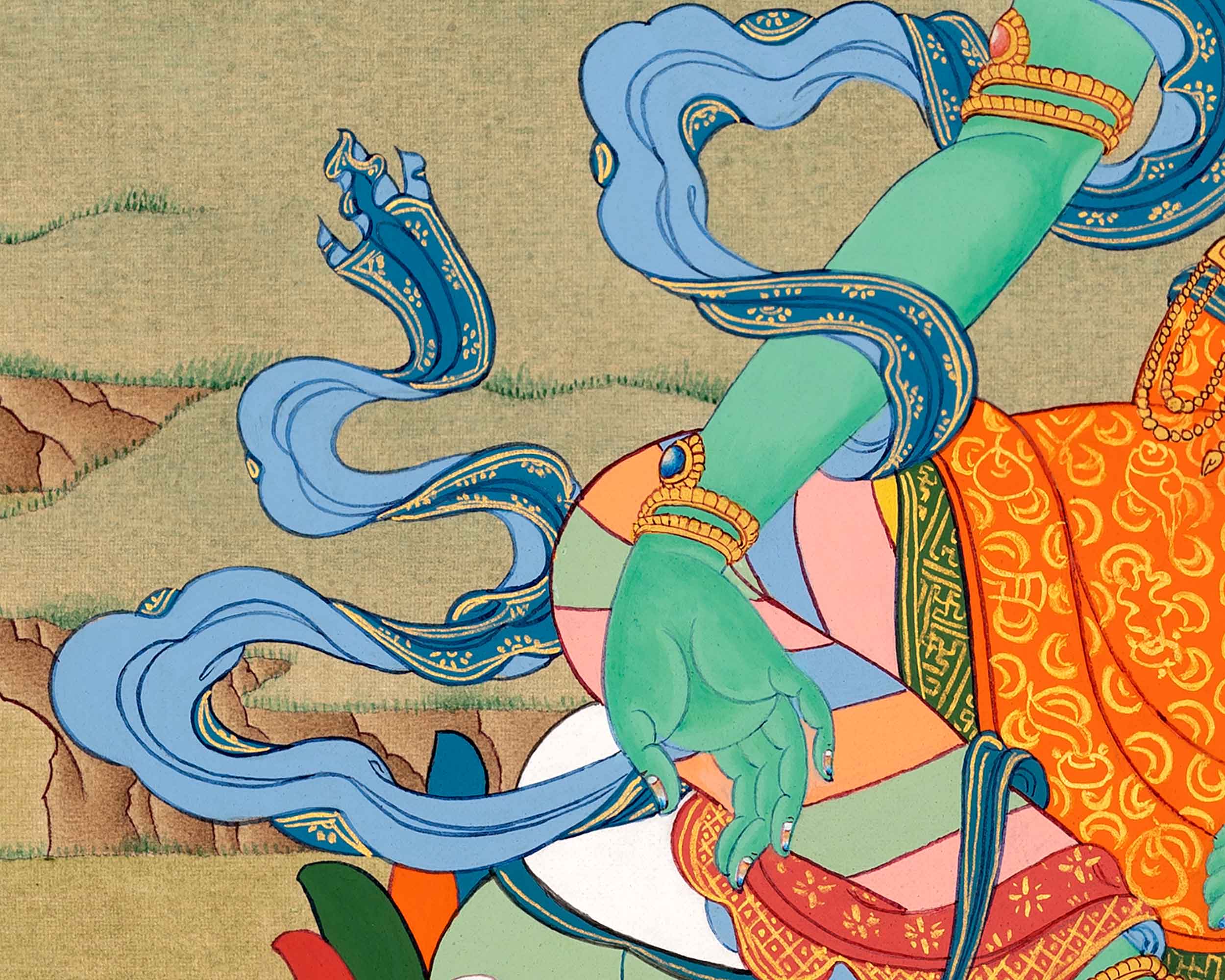 Green Tara Healing Thangka | Traditionally Hand Painted Art