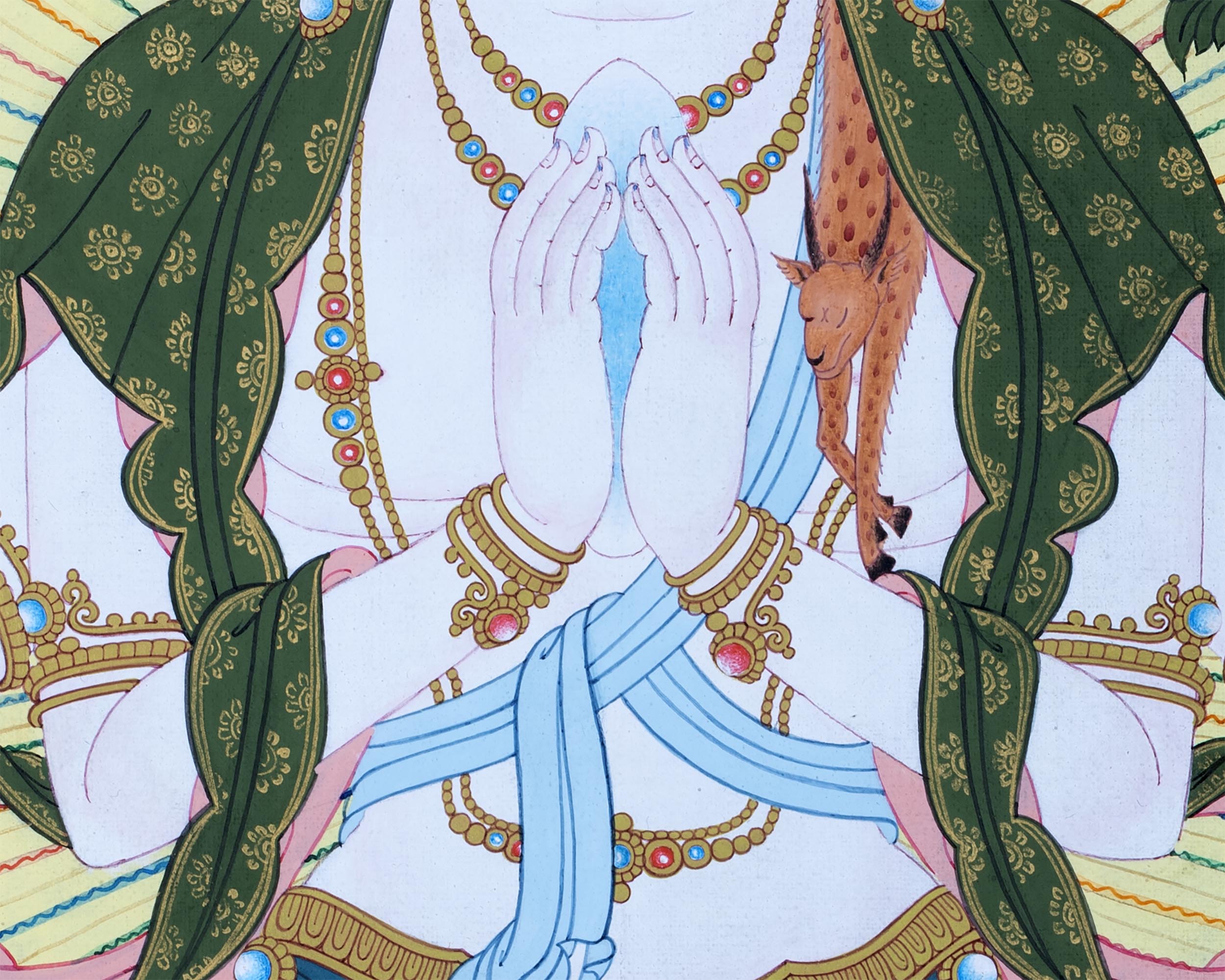 Four Armed Chenrezig Thangka Art | Tibetan Buddhist Deity Of Compassion